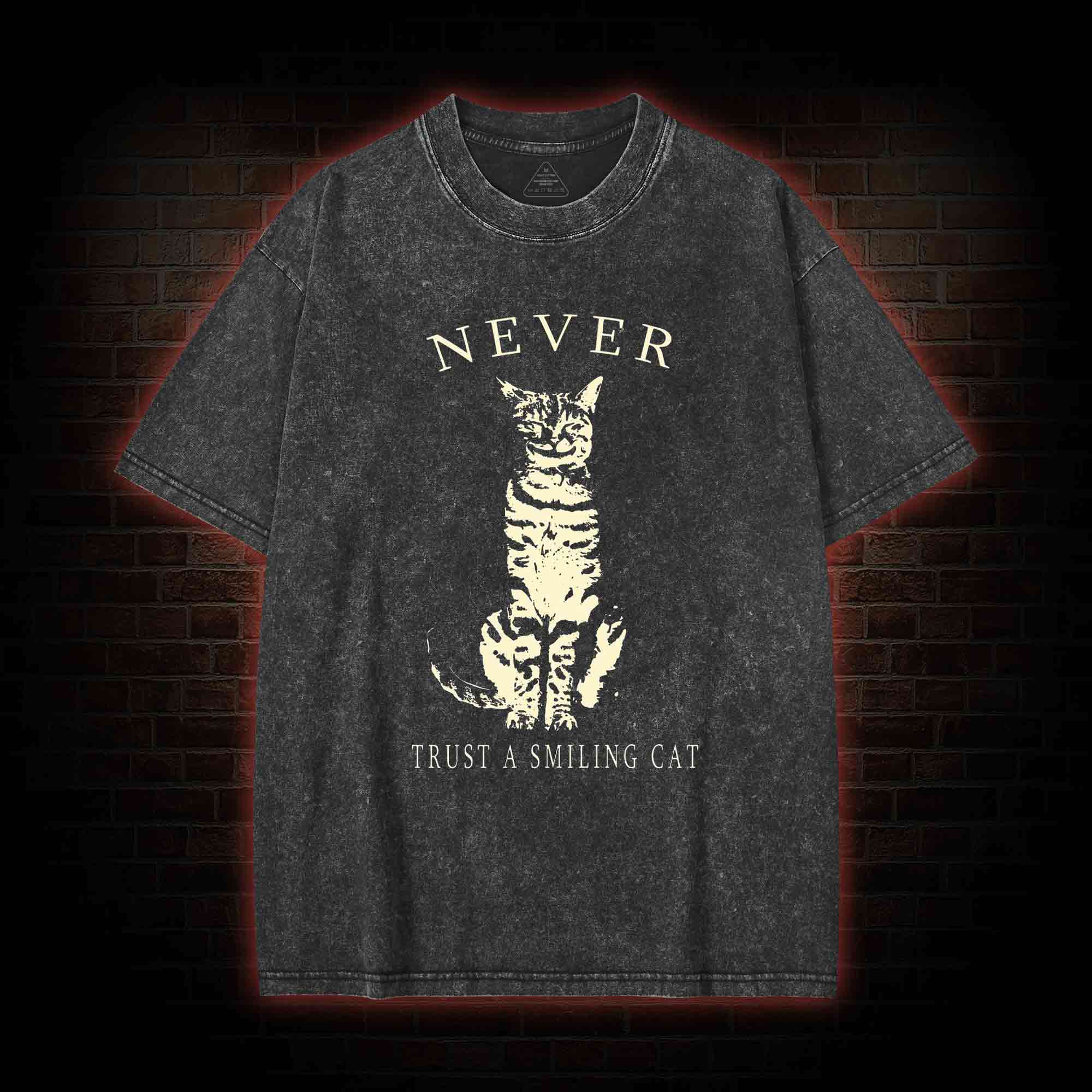 Never Trust A Smiling Cat Washed T-shirt