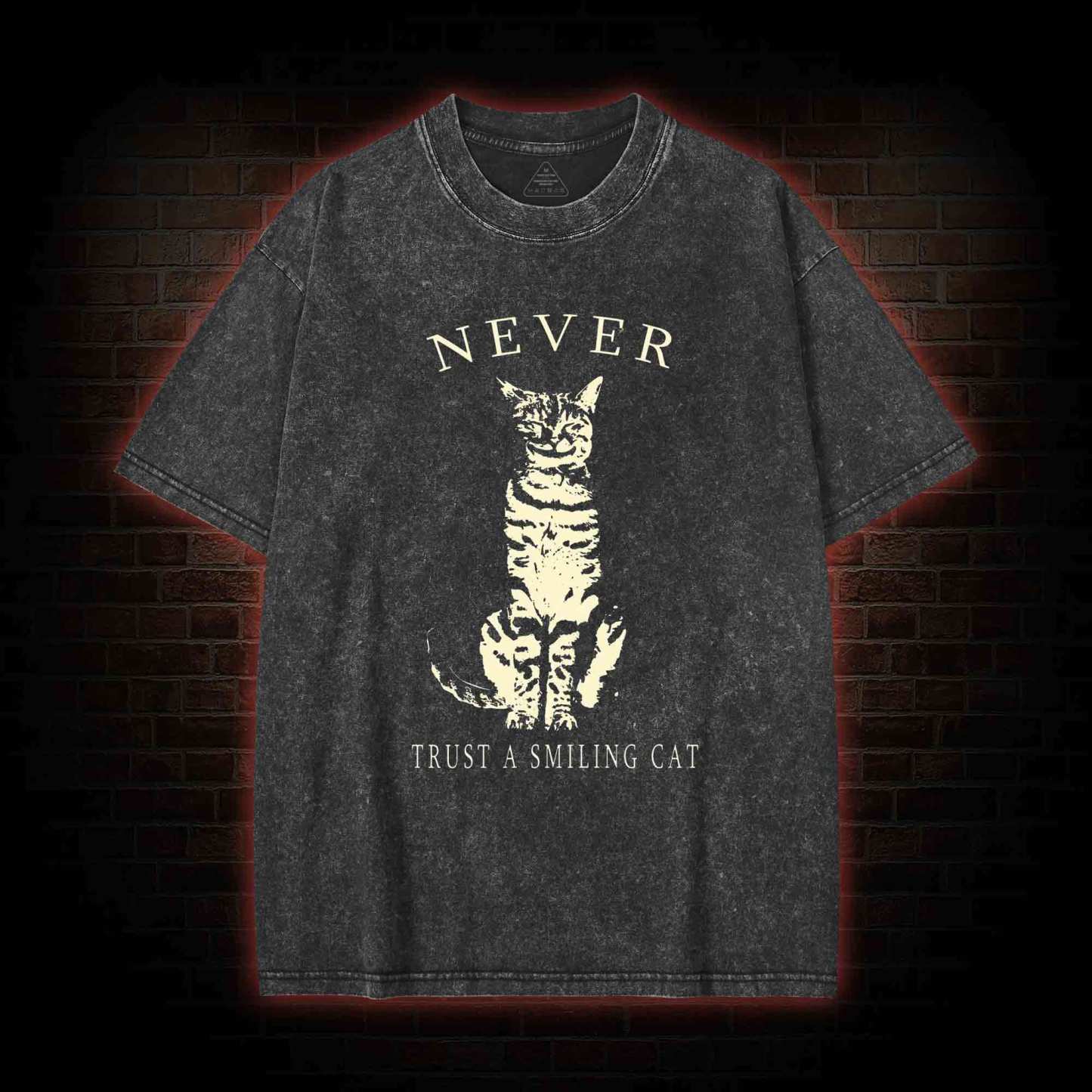 Never Trust A Smiling Cat Washed T-shirt