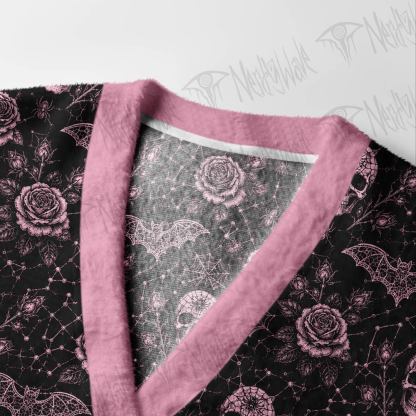 Gothic Rose Skull Webs Cardigan Sweater