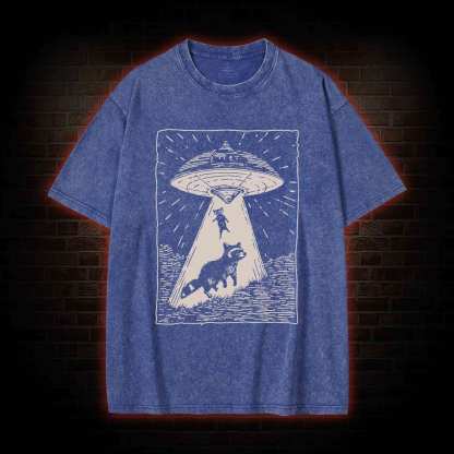 UFO and Raccoons Washed T-shirt