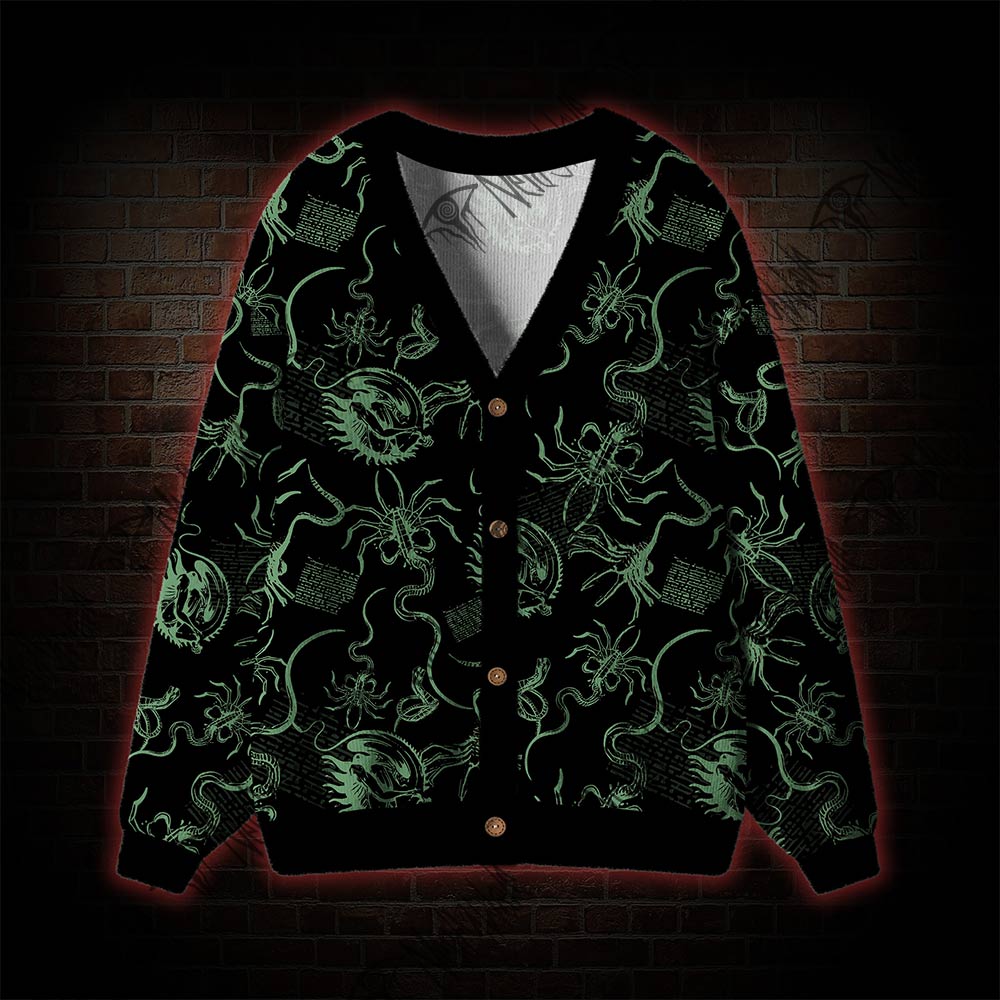 Alien Delivery Guy Cardigan Sweater