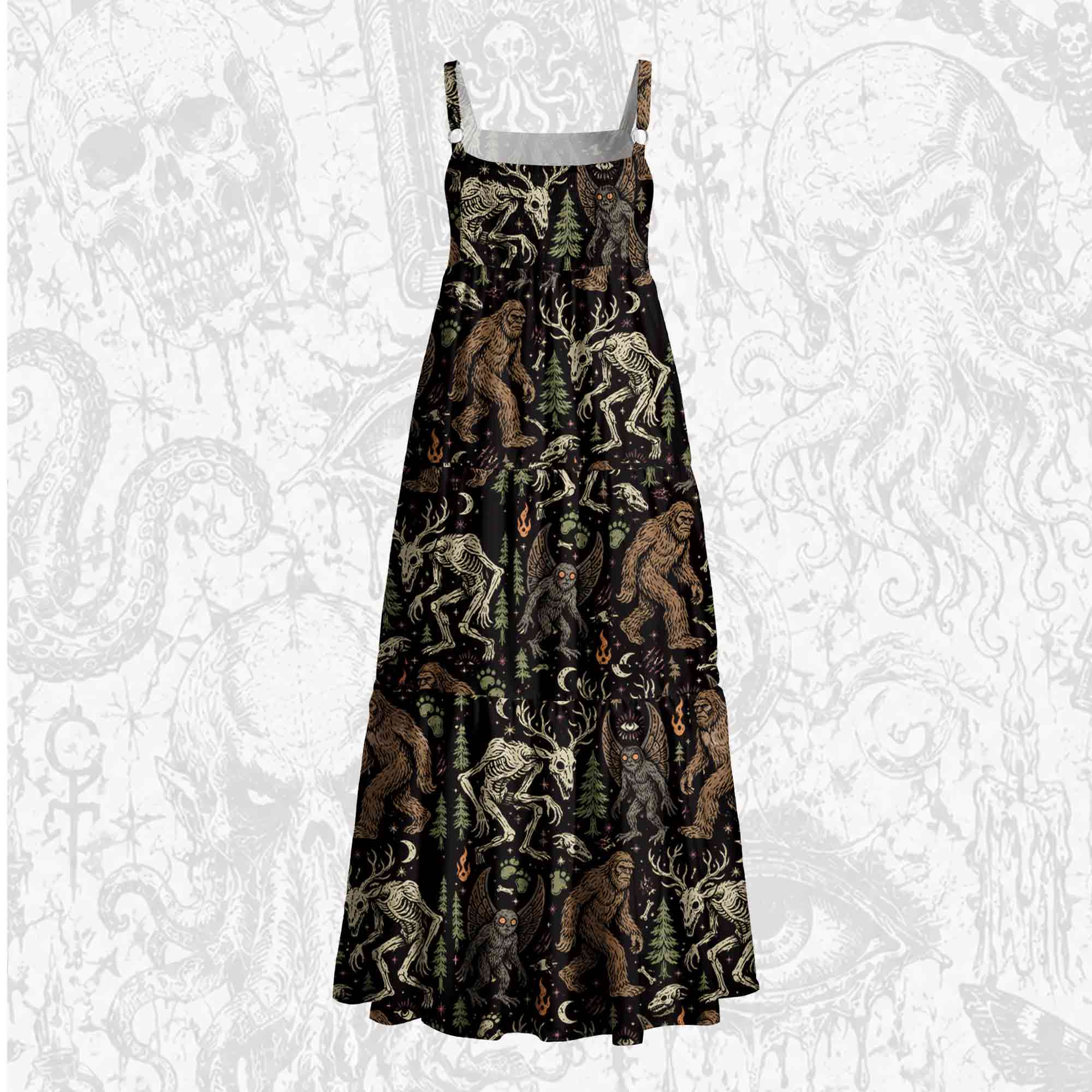 Midnight Cryptids Wide Straps Maxi Dress