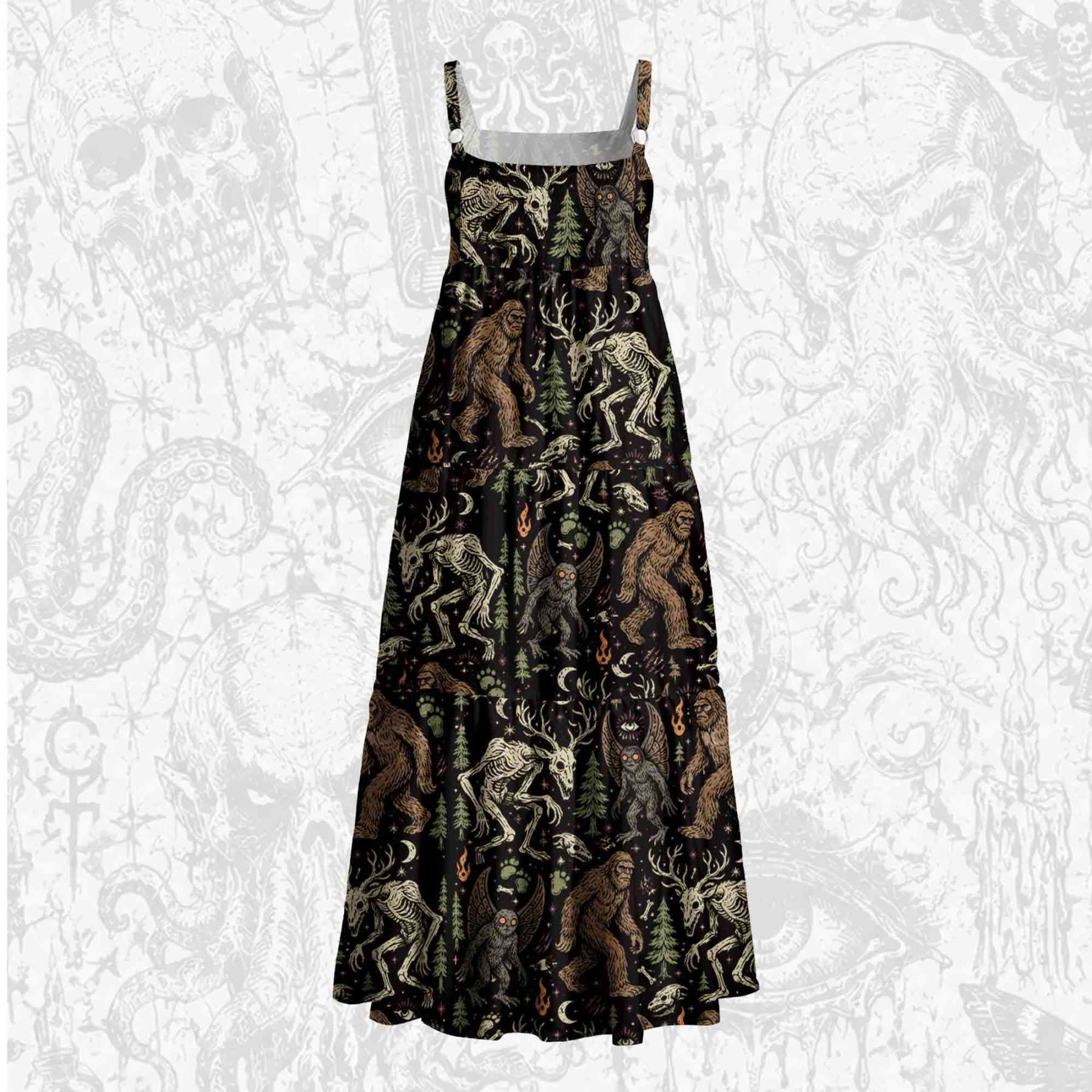 Midnight Cryptids Wide Straps Maxi Dress