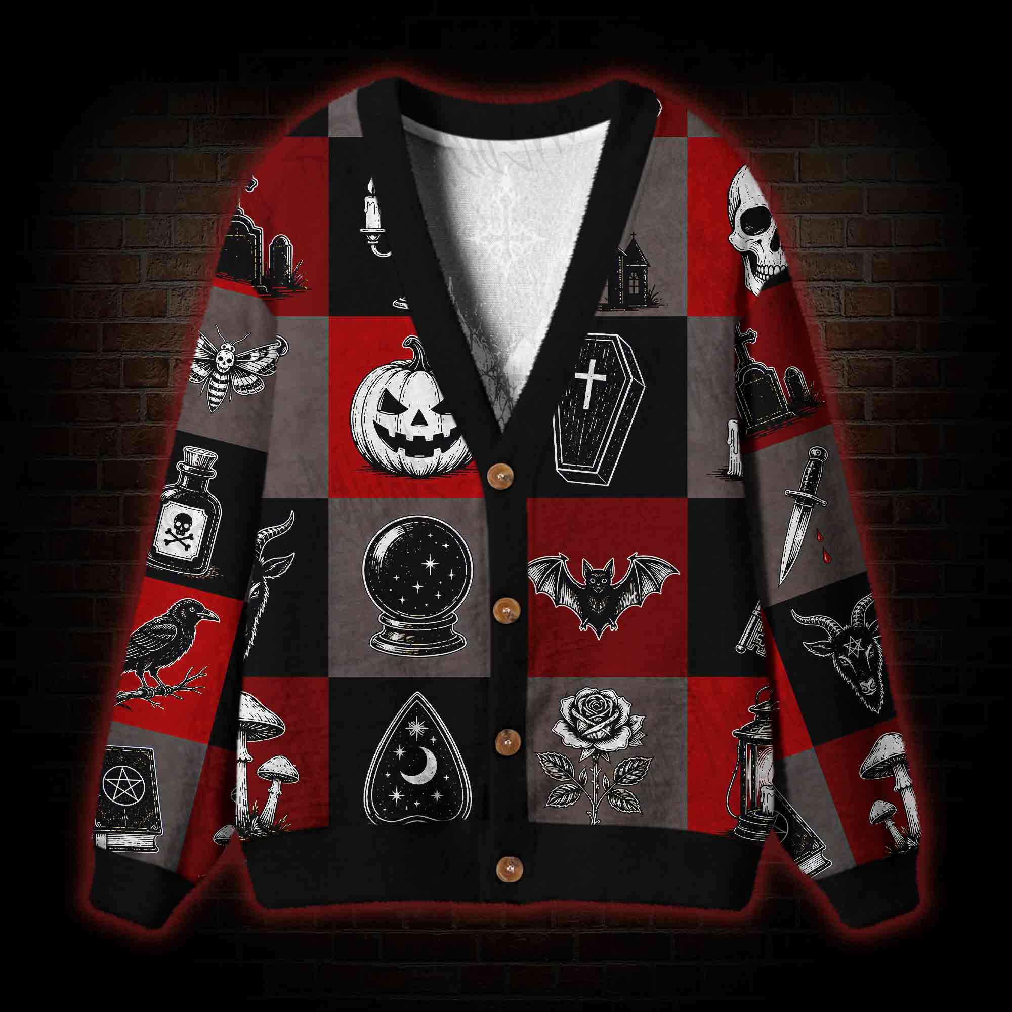 Necromancer’s Patchwork Cardigan Sweater