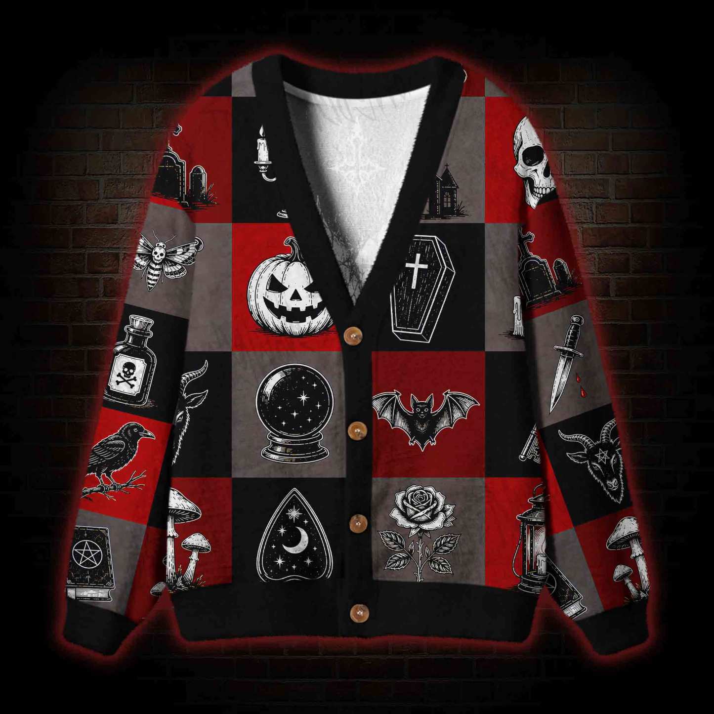 Necromancer’s Patchwork Cardigan Sweater