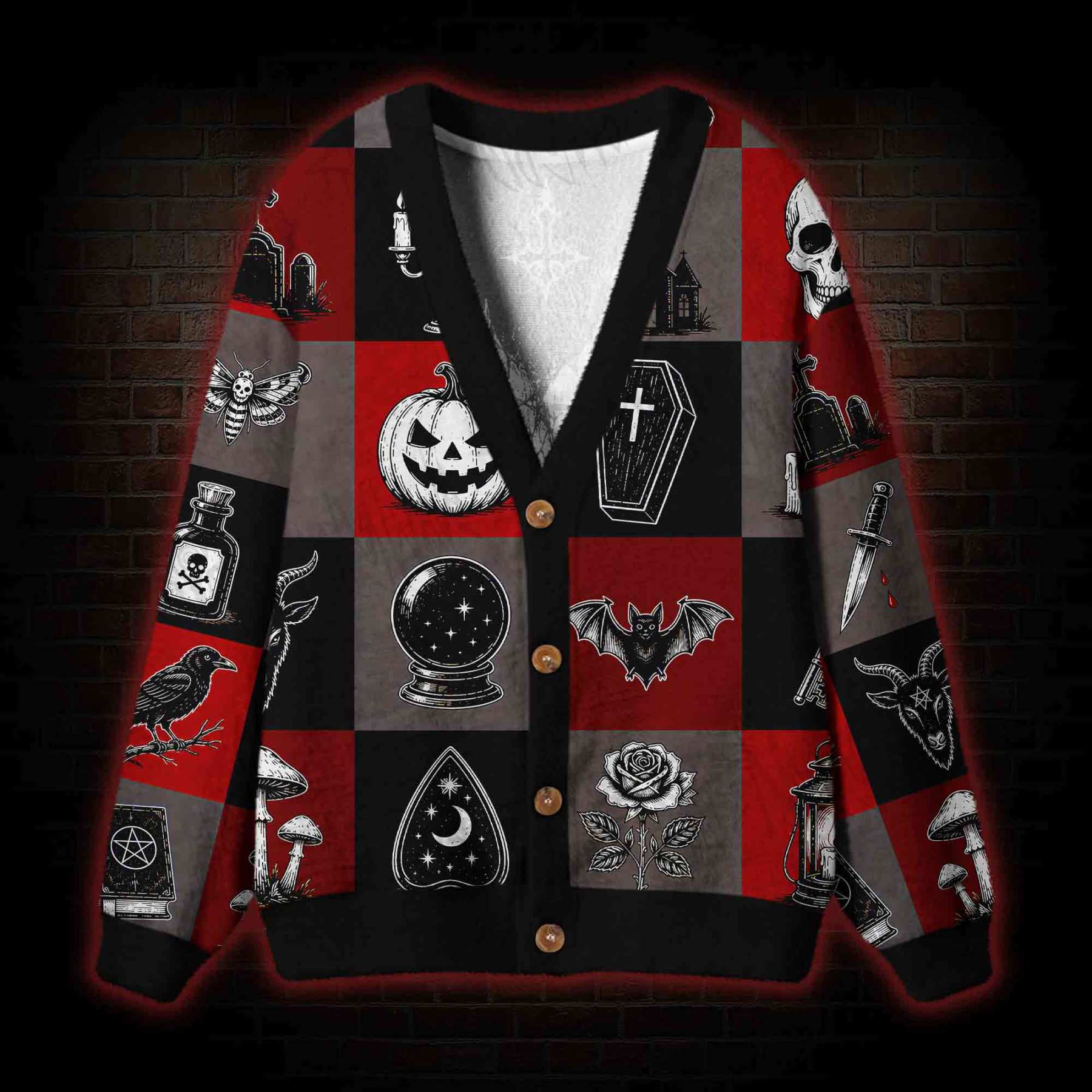 Necromancer’s Patchwork Cardigan Sweater