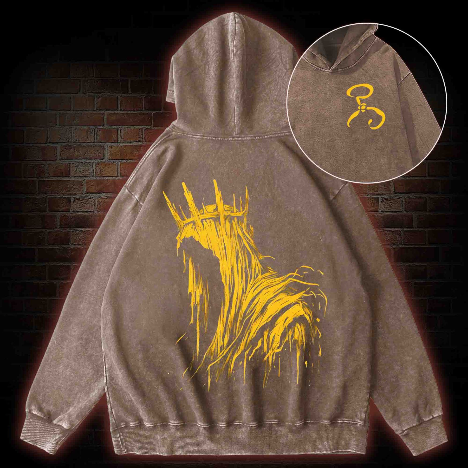 The King in Yellow Cthulhu Back Print Washed Hoodie
