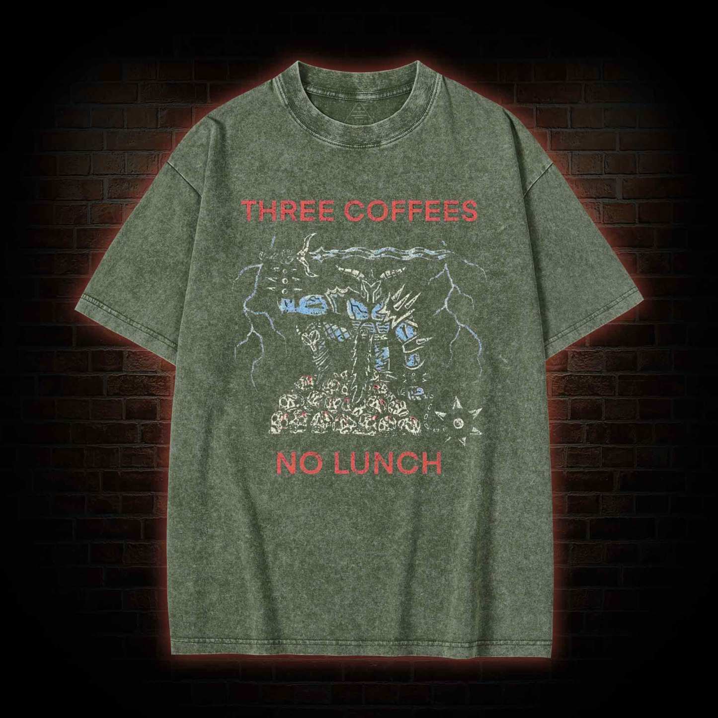 Three Coffees No Lunch Washed T-shirt