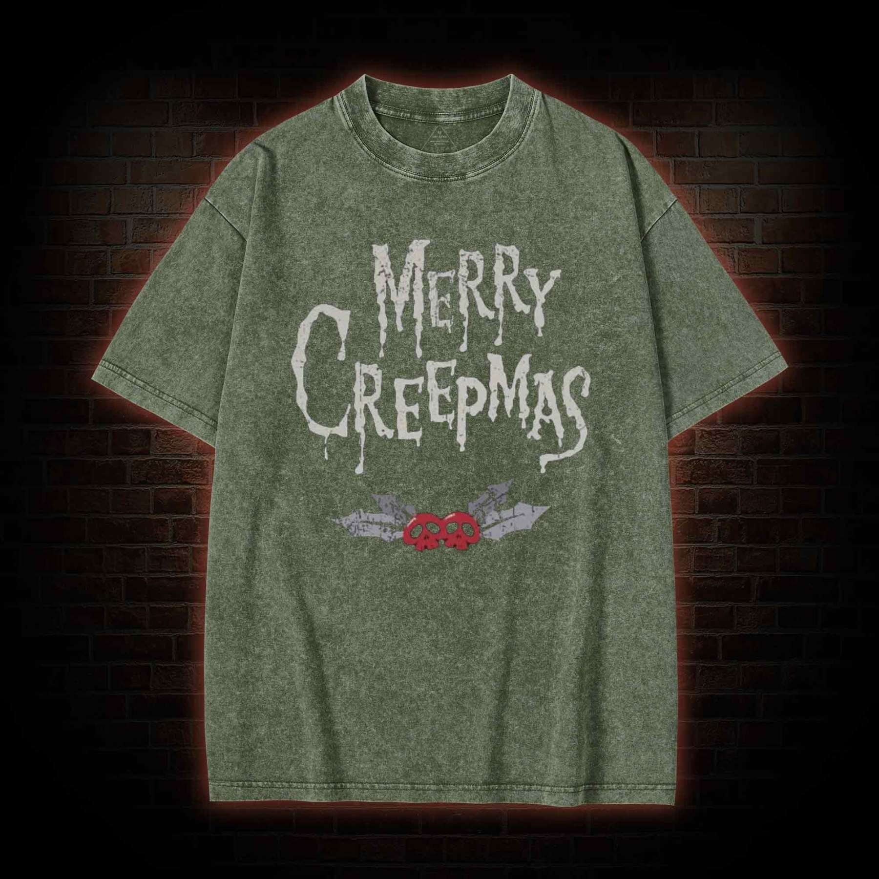 Merry Creepmas Shirt Spooky Washed T-Shirt