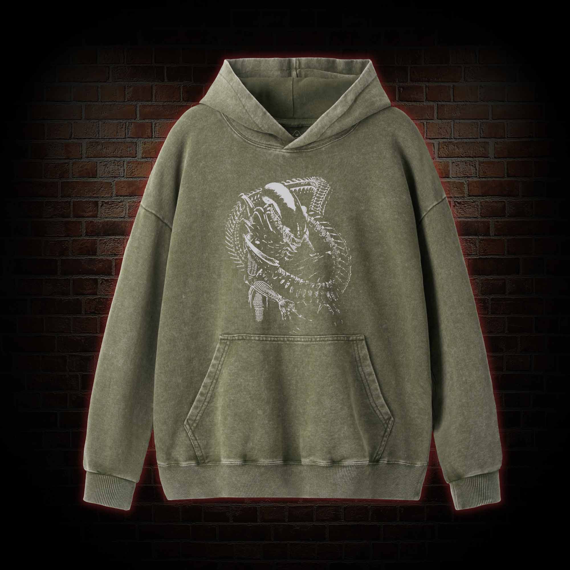 Alien Inspired Horror Washed Hoodie