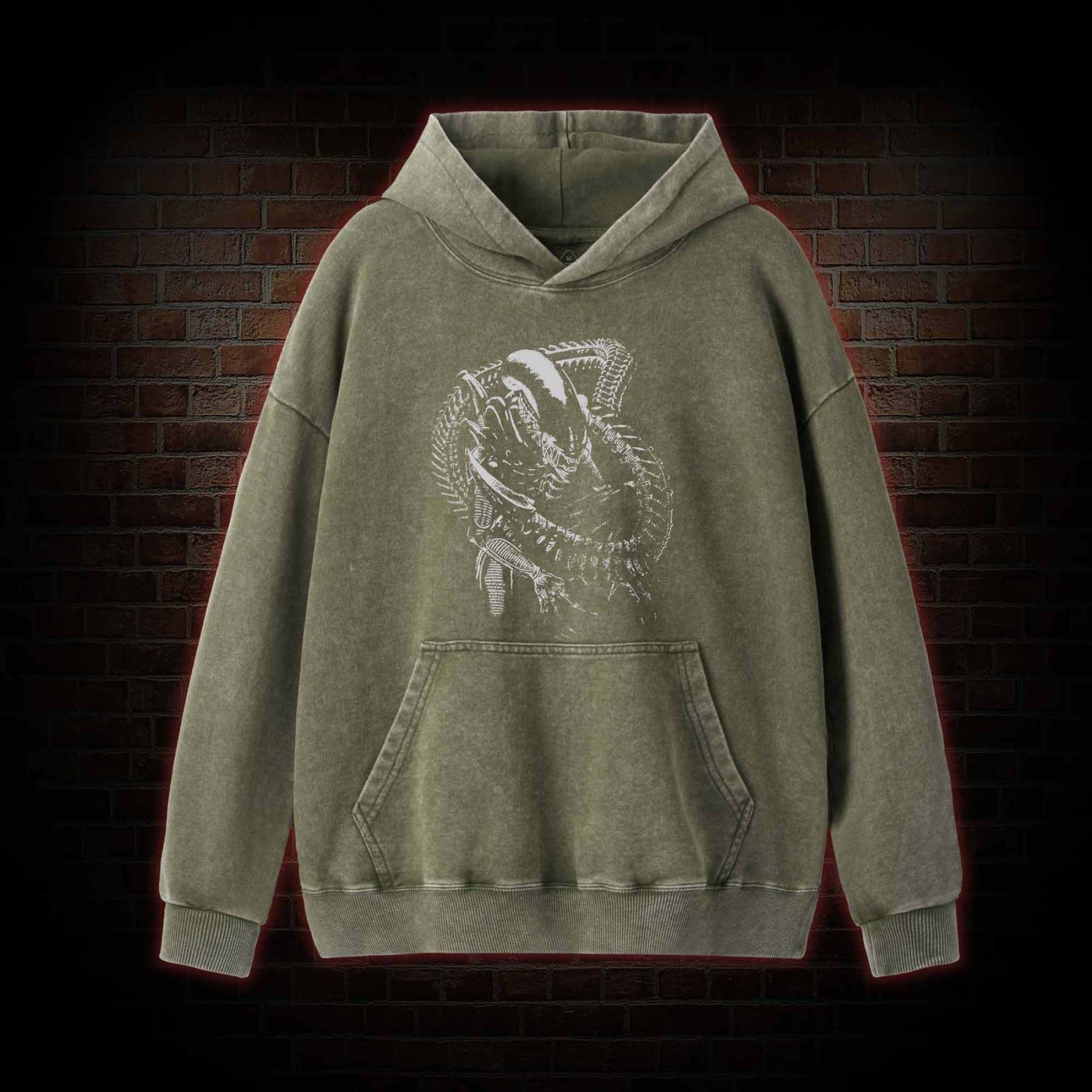 Alien Inspired Horror Washed Hoodie