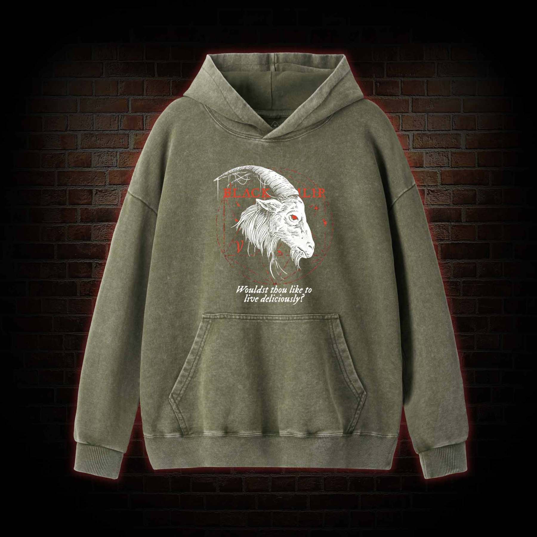 Black Phillip Washed Hoodie