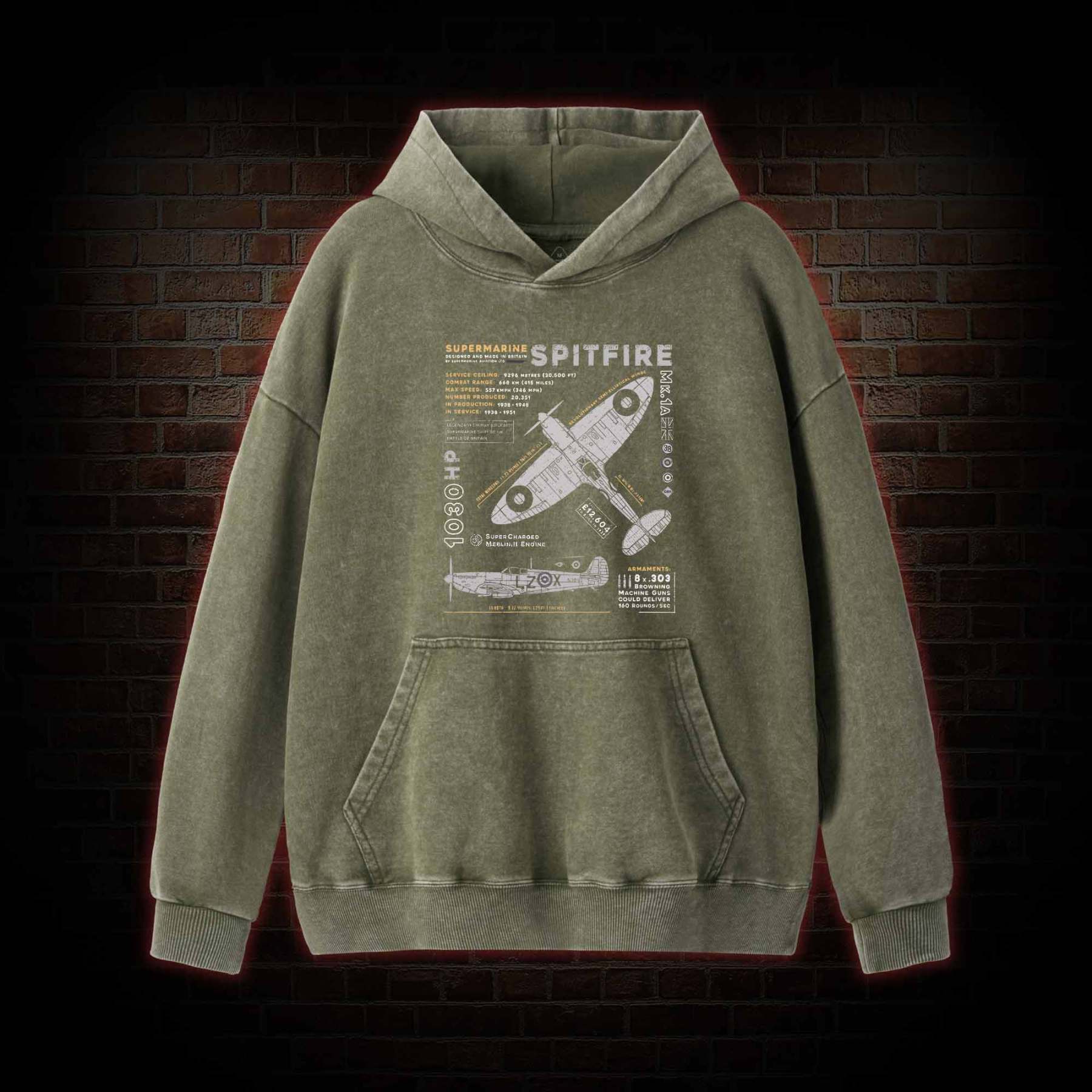 Royal Air Force Marlin Figher Washed Hoodie