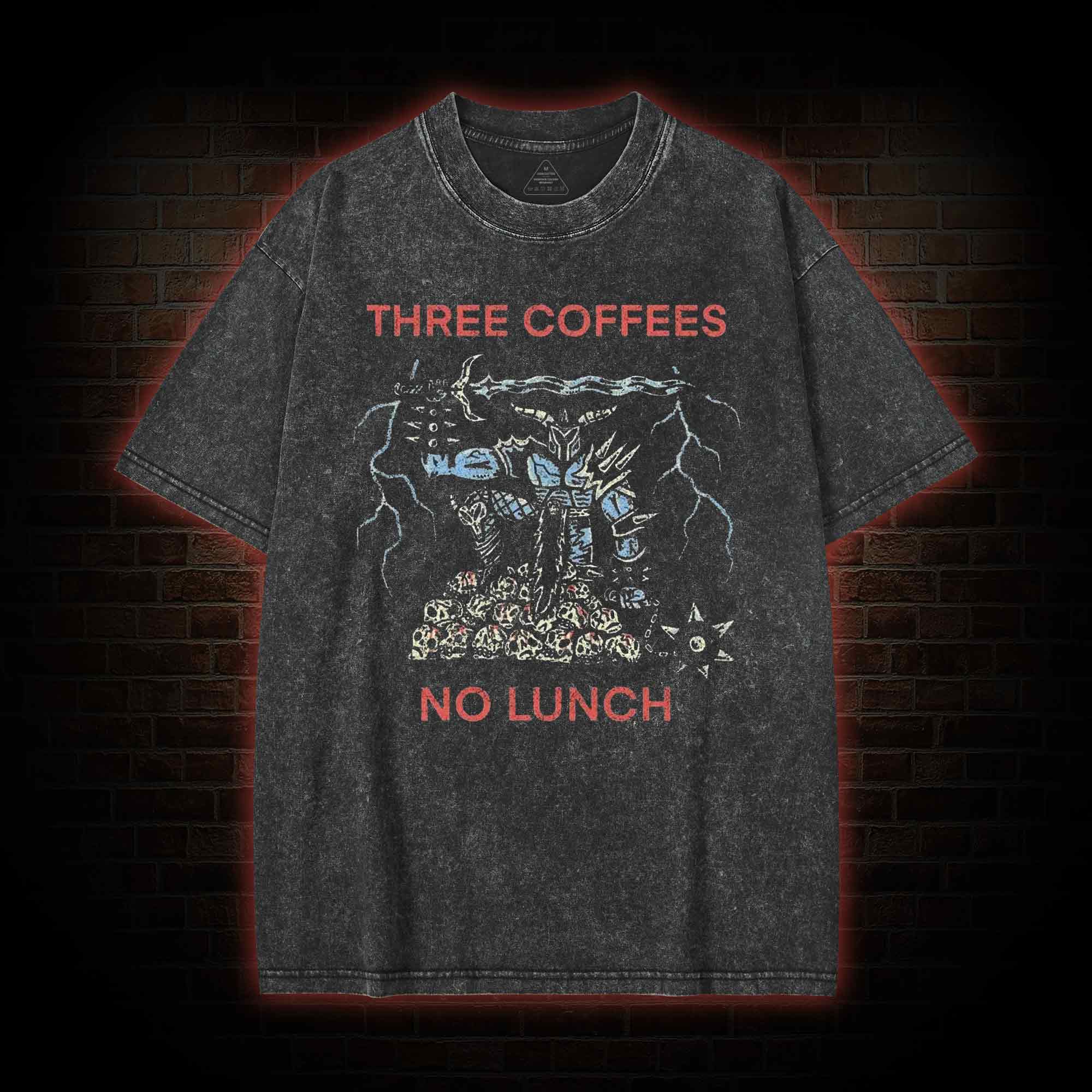 Three Coffees No Lunch Washed T-shirt