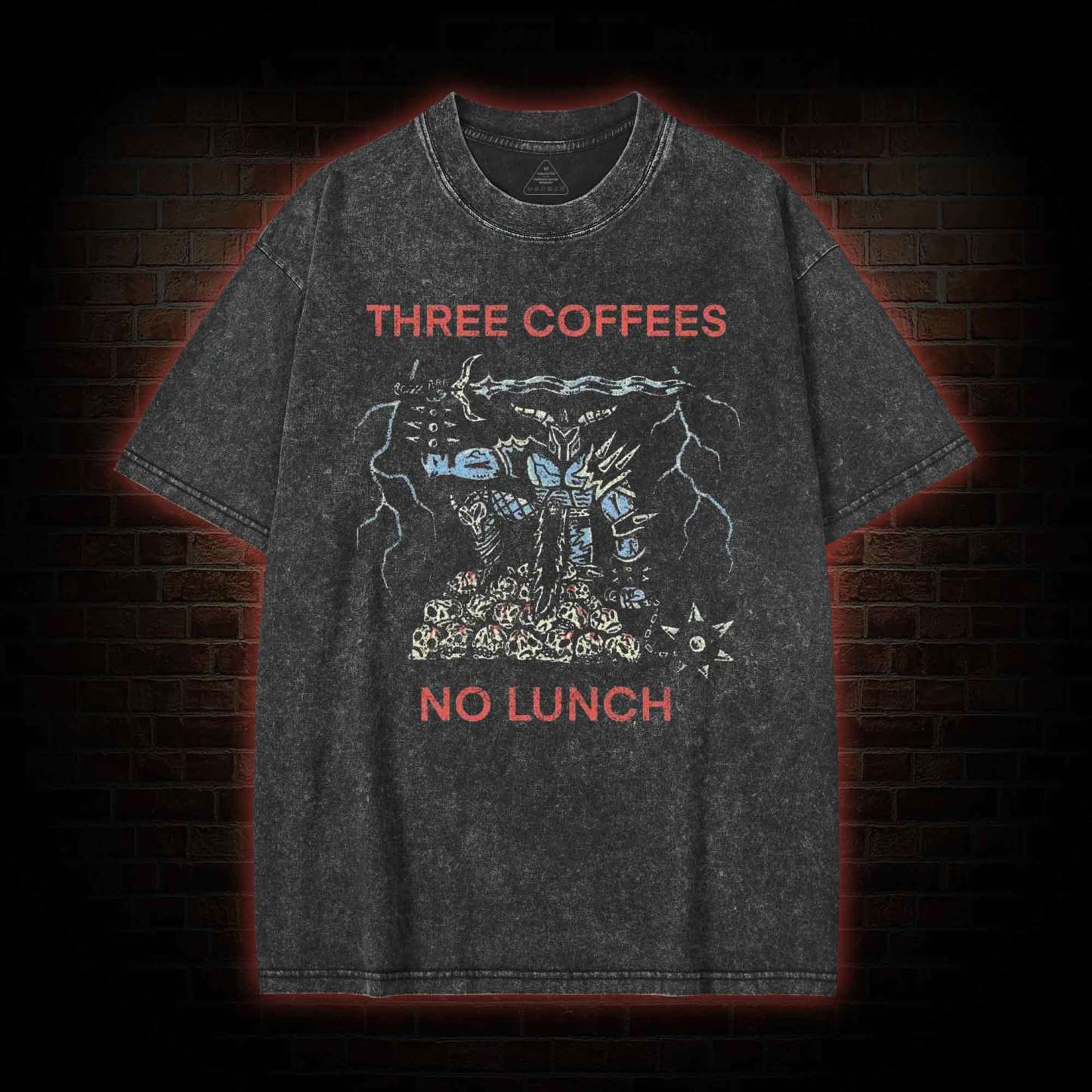 Three Coffees No Lunch Washed T-shirt