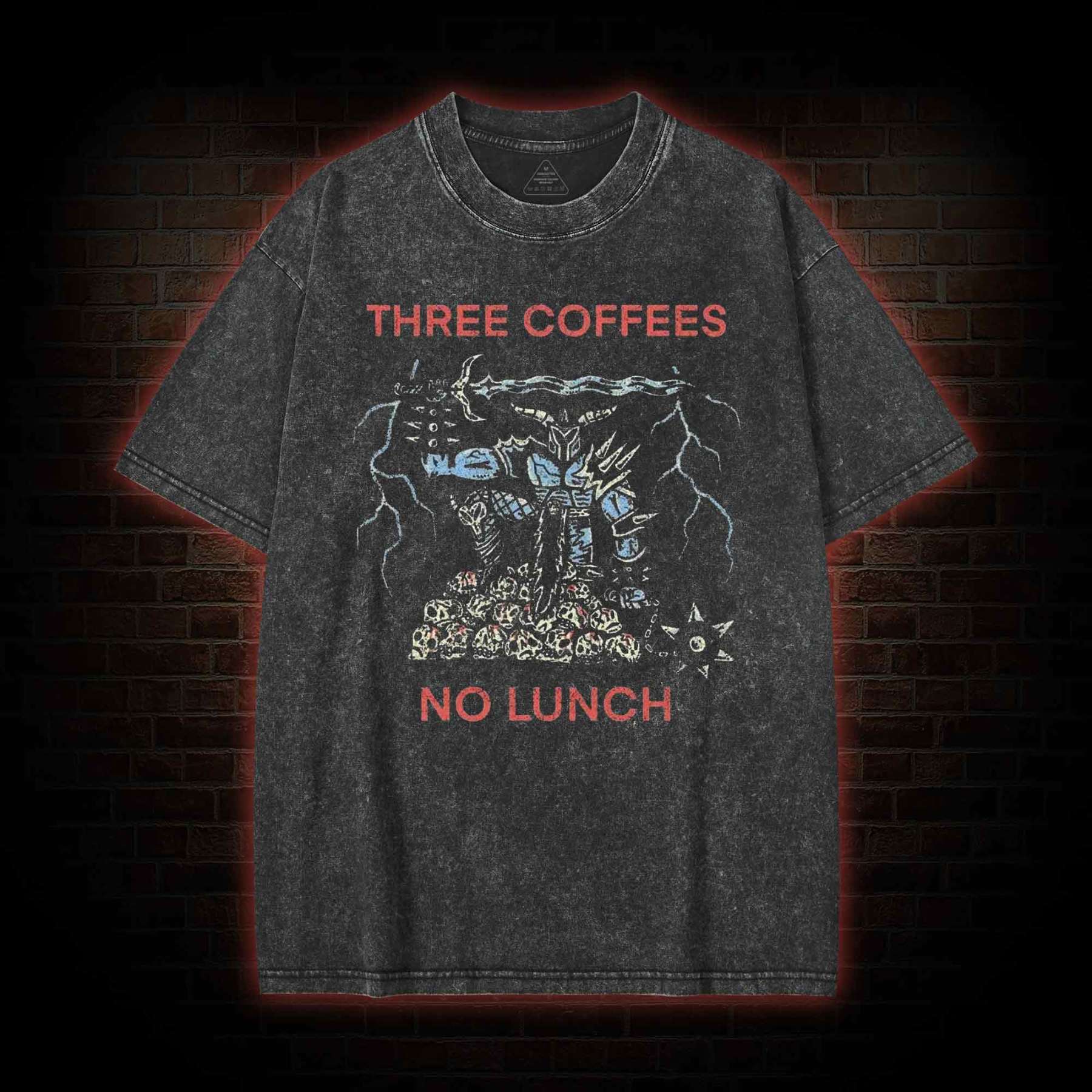 Three Coffees No Lunch Washed T-shirt