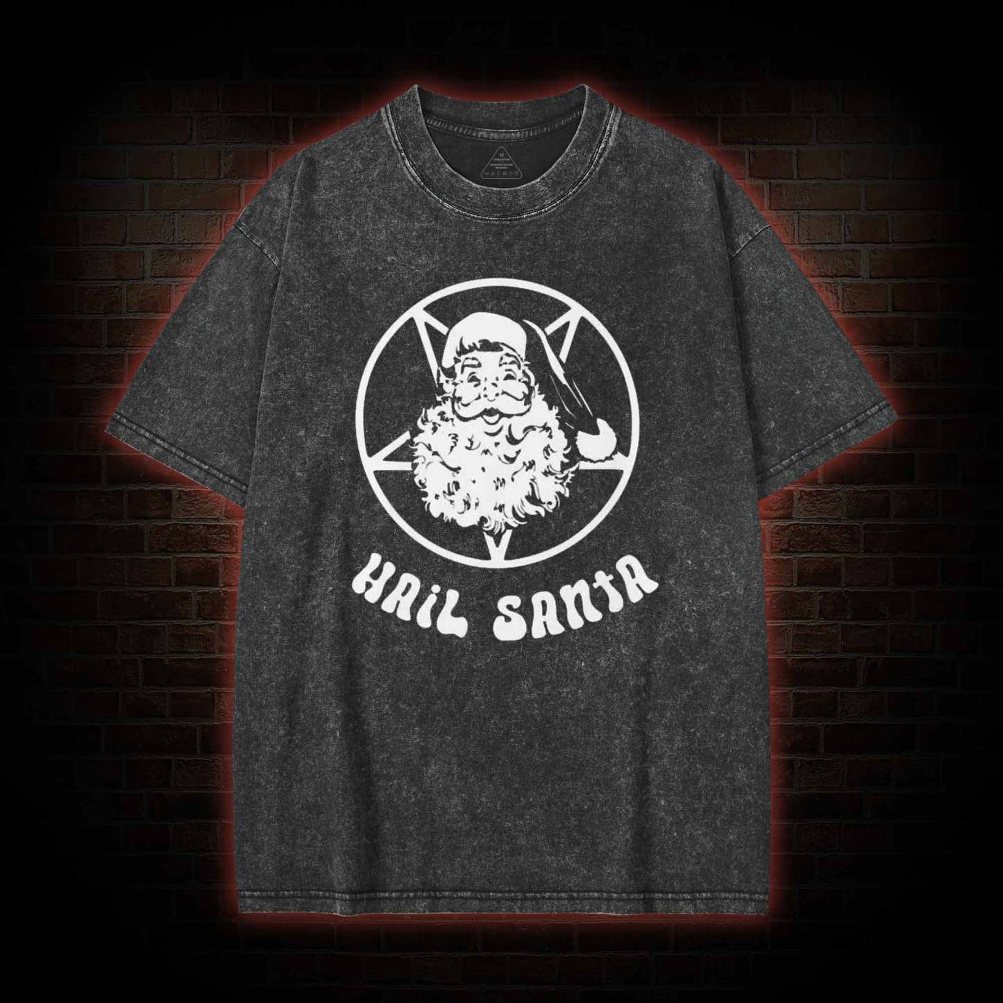 Hail Santa Christmas Washed T-shirt