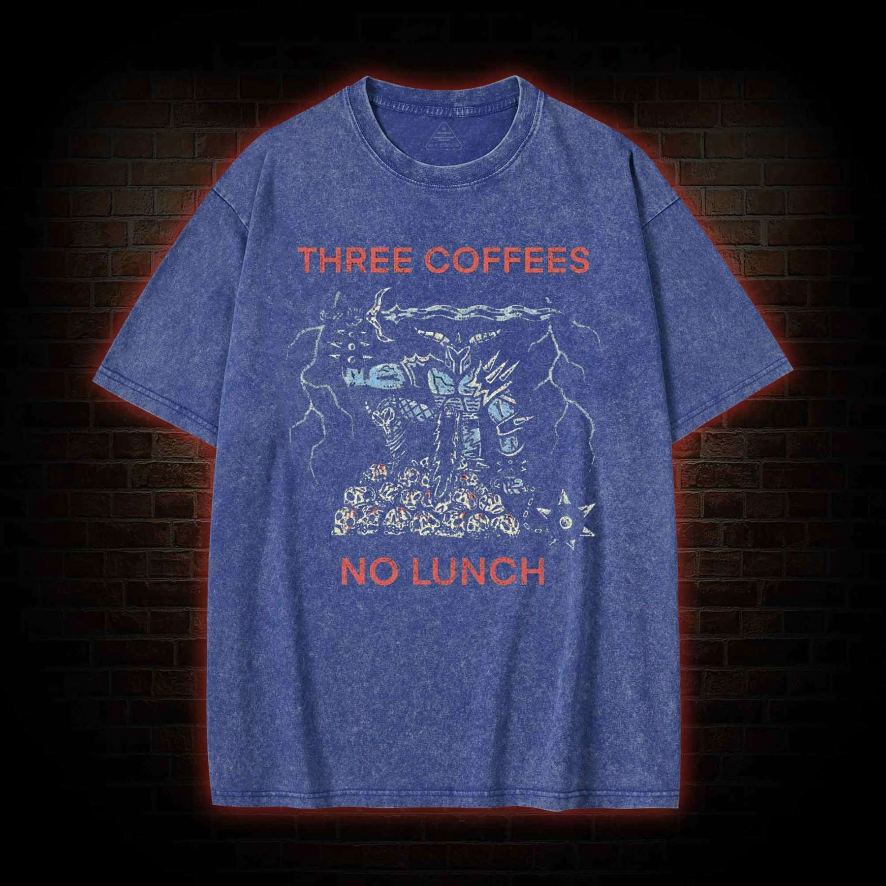 Three Coffees No Lunch Washed T-shirt