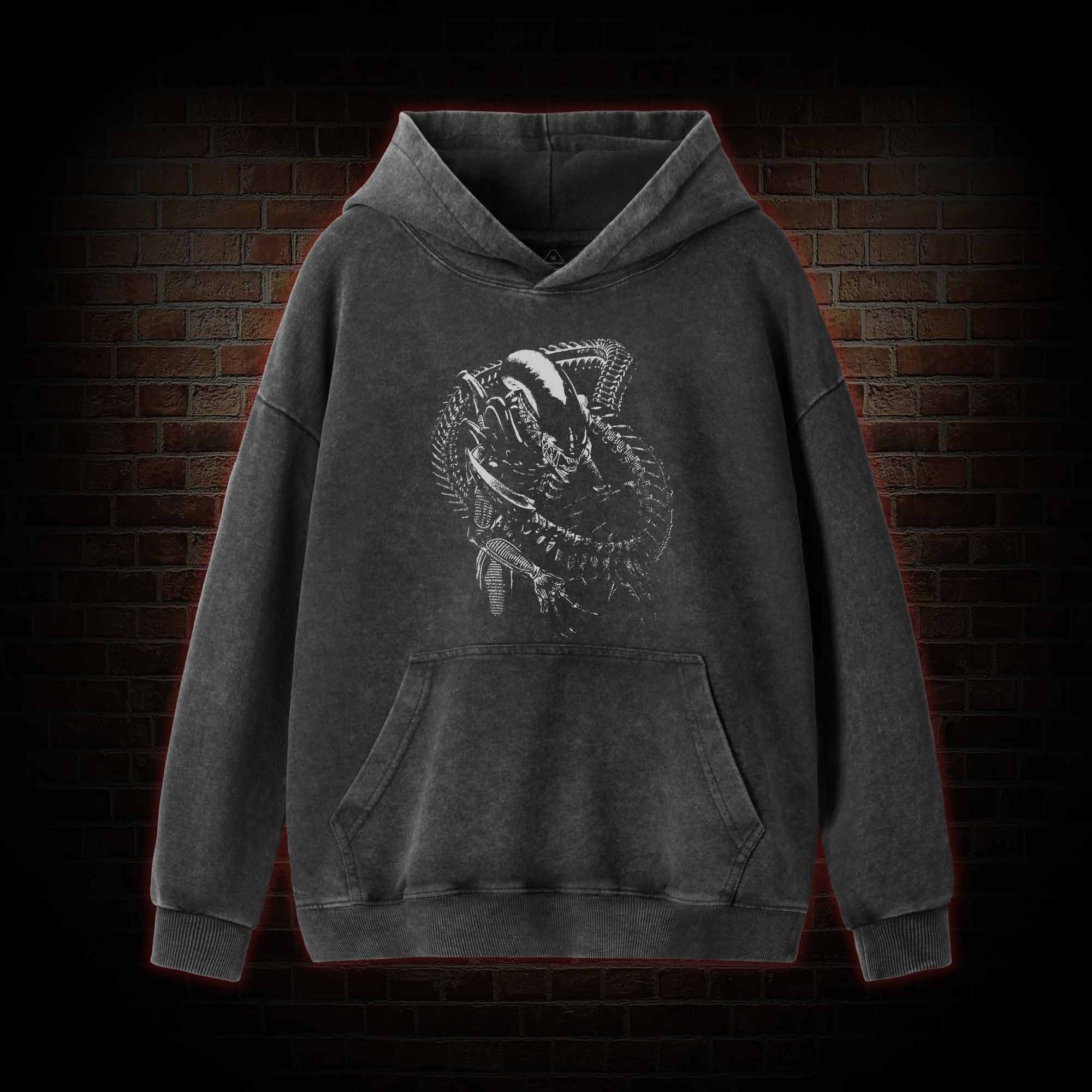 Alien Inspired Horror Washed Hoodie