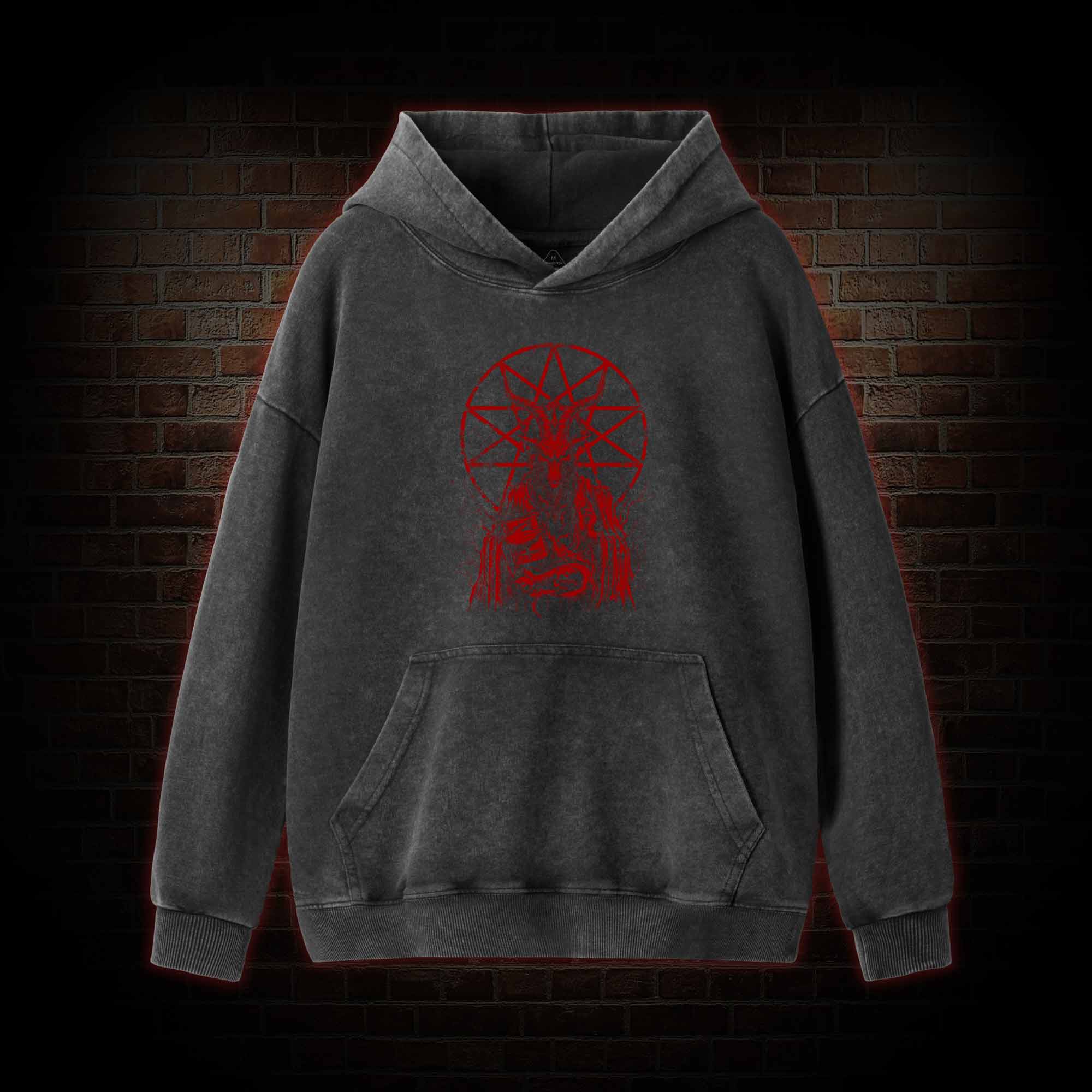 Dark Devil Baphomet Washed Hoodie
