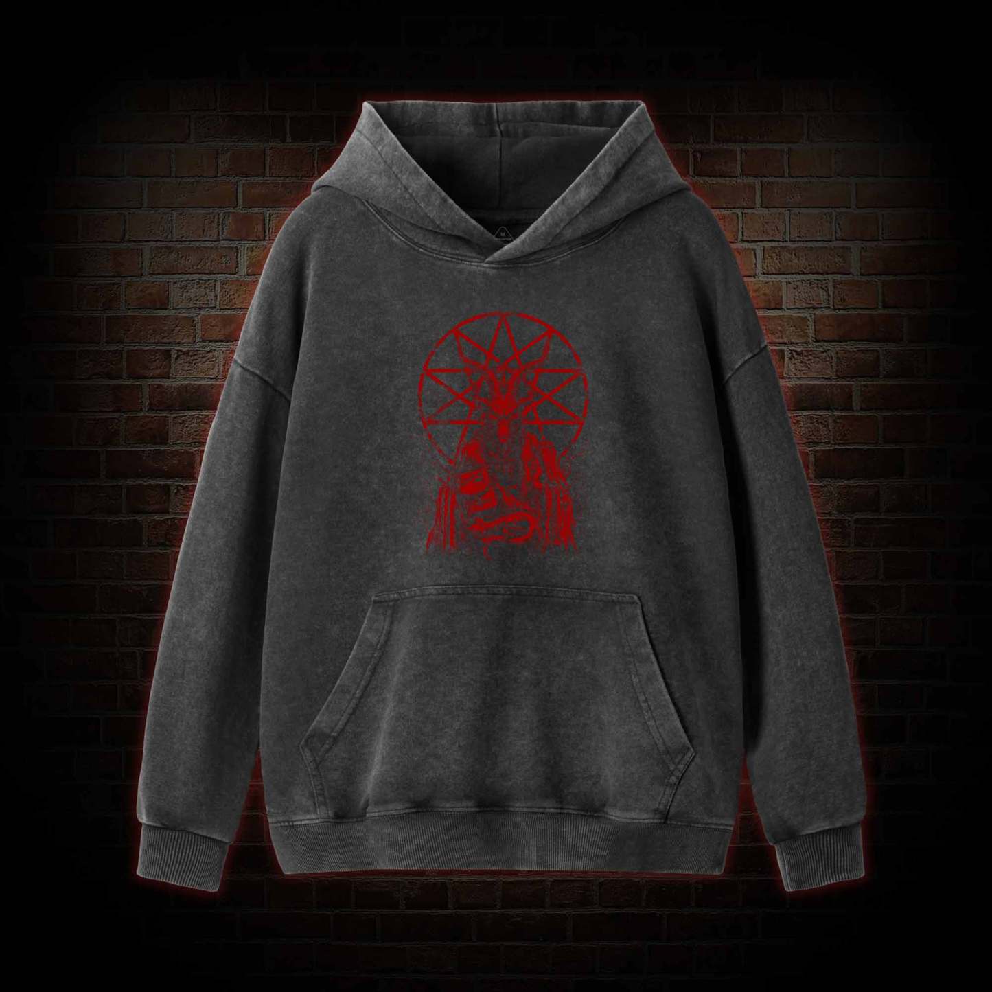 Dark Devil Baphomet Washed Hoodie