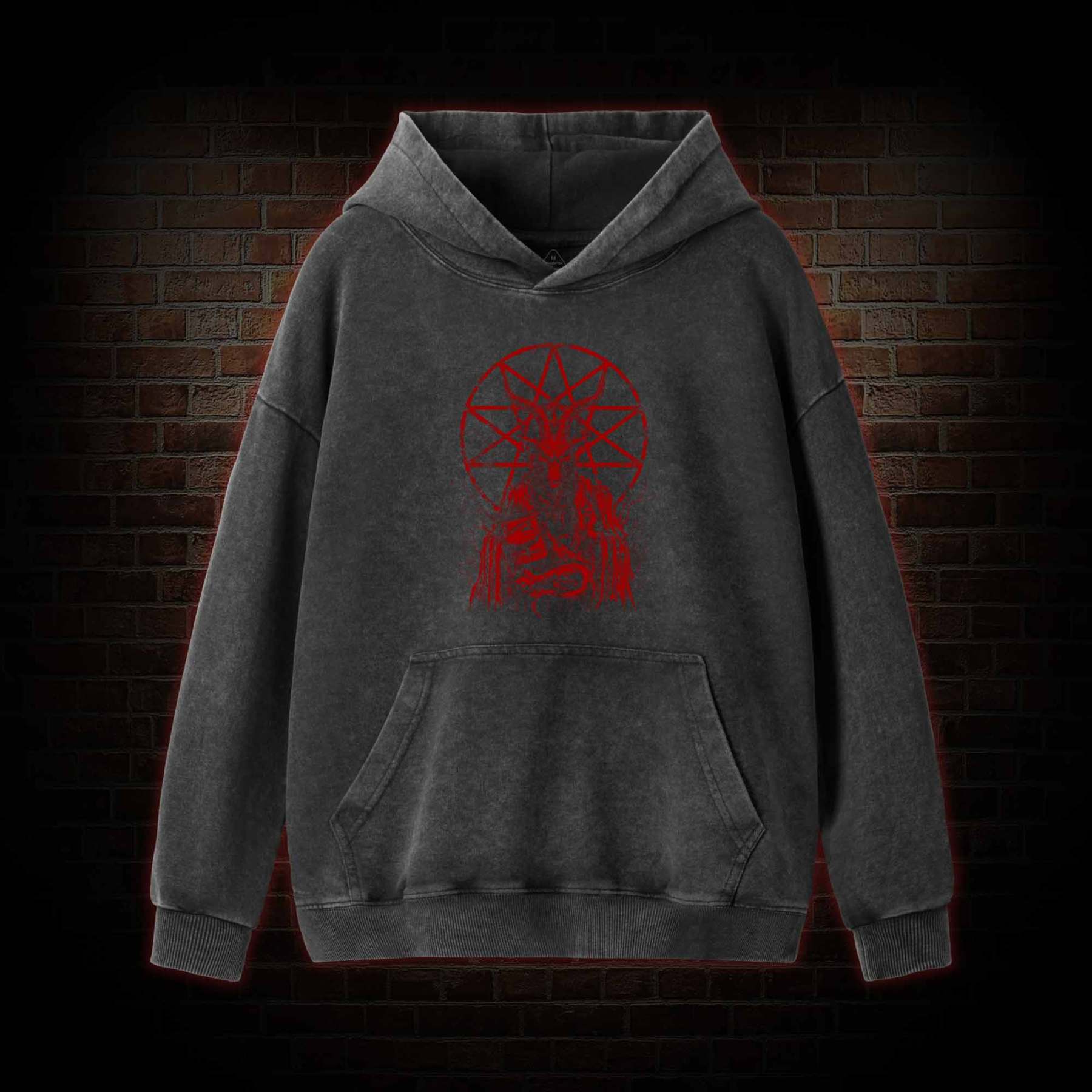 Dark Devil Baphomet Washed Hoodie