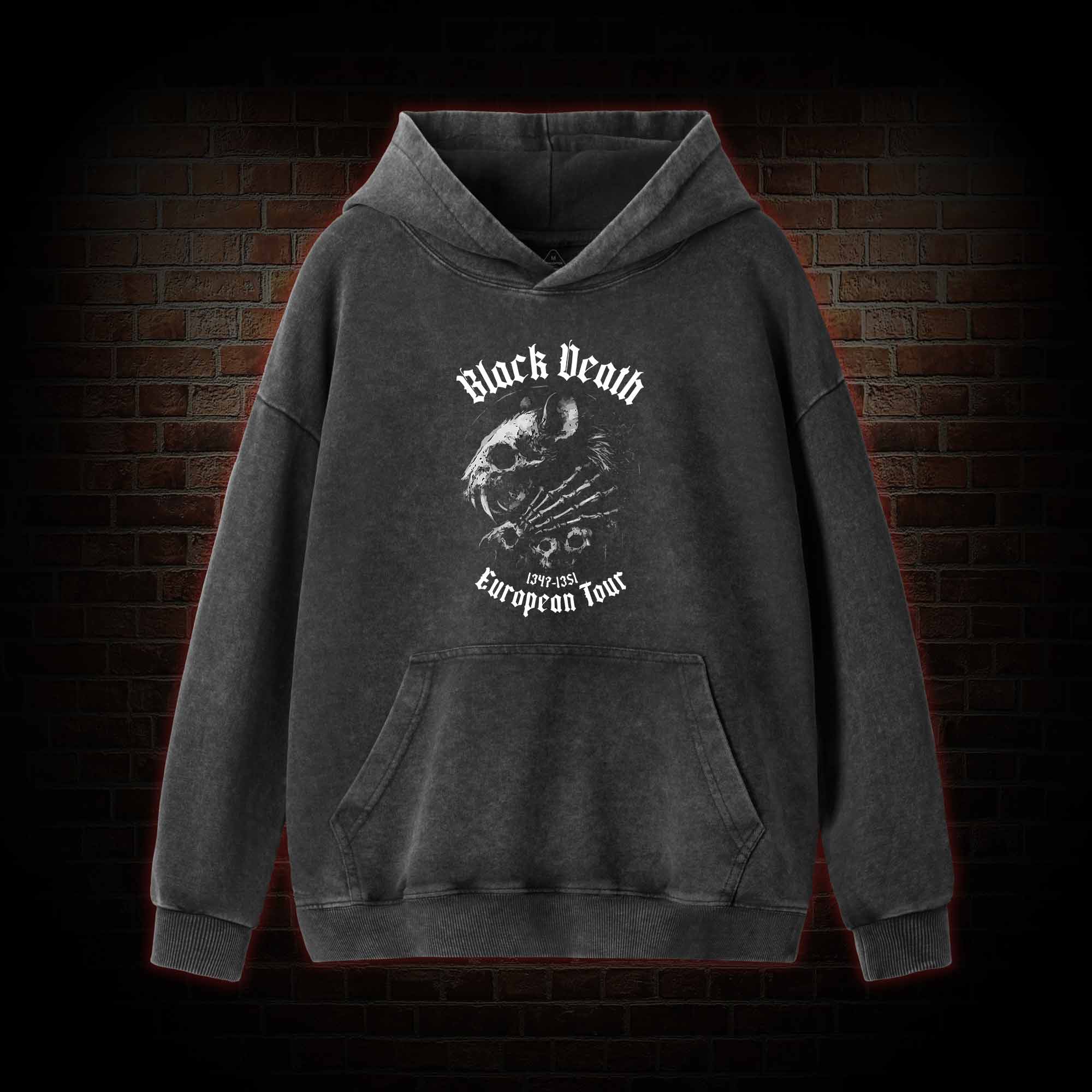 Black Death Plague Washed Hoodie