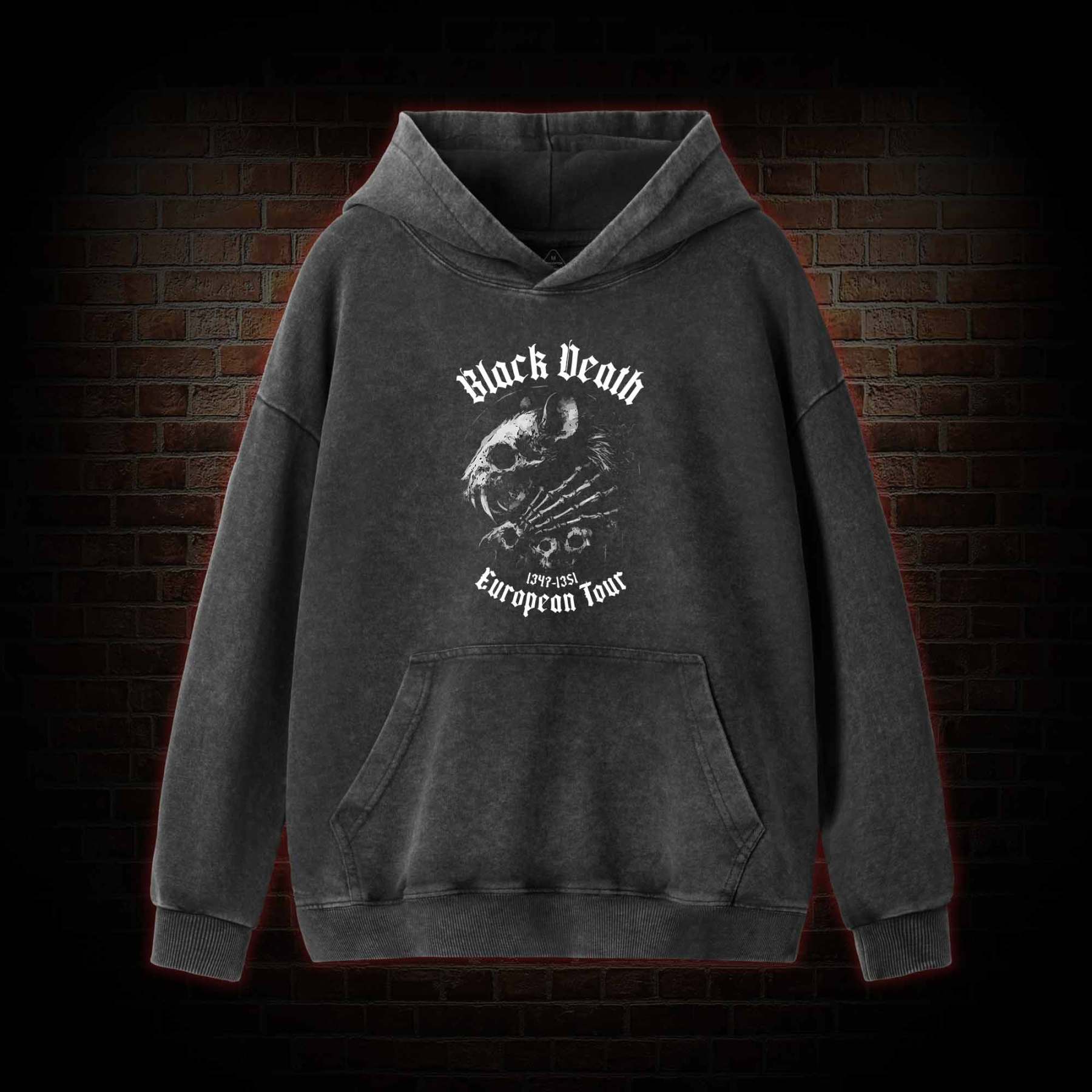 Black Death Plague Washed Hoodie