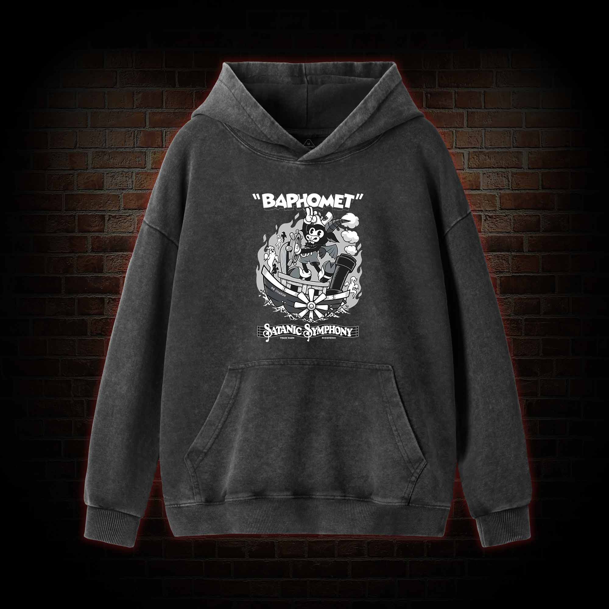 Satanic Symphony Baphomet Washed Hoodie