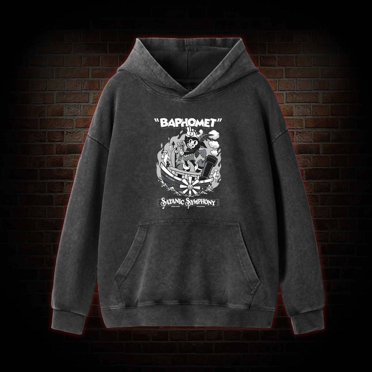Satanic Symphony Baphomet Washed Hoodie