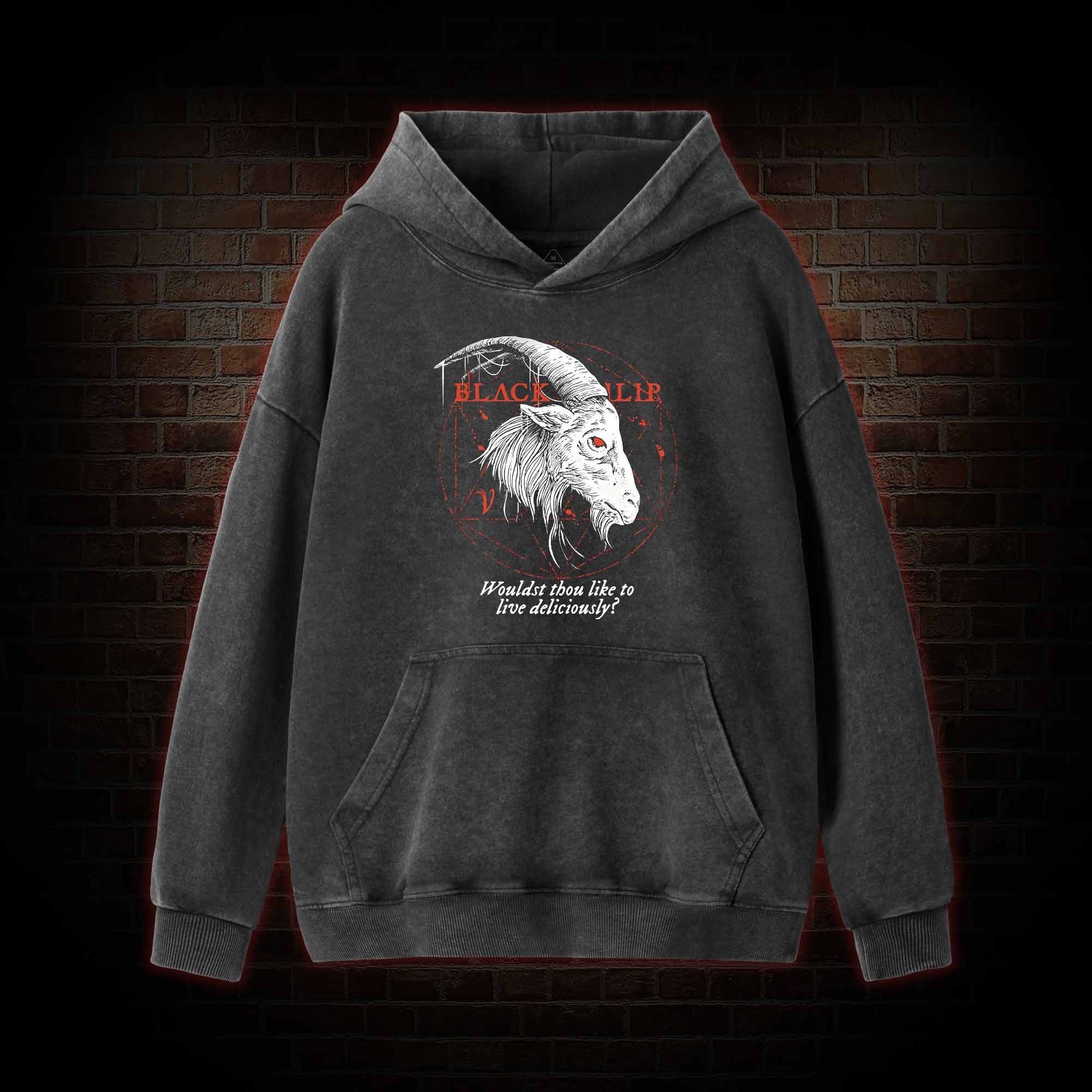 Black Phillip Washed Hoodie