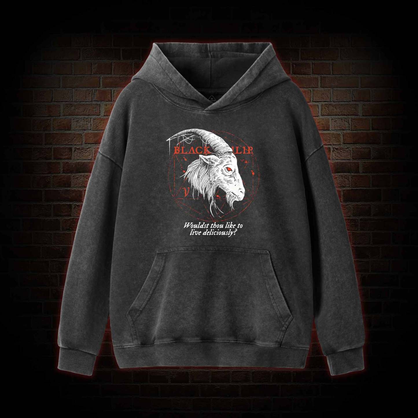 Black Phillip Washed Hoodie