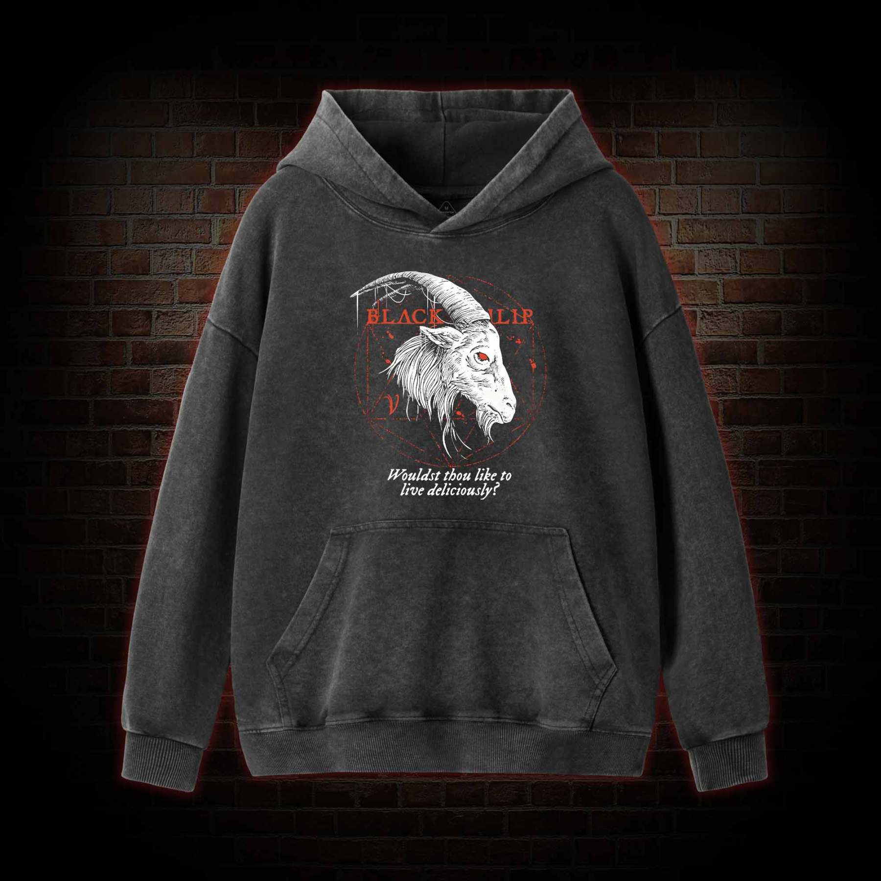 Black Phillip Washed Hoodie