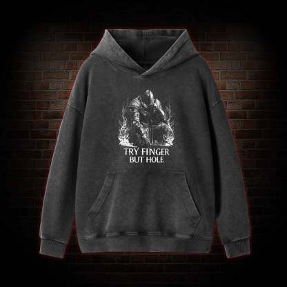 Try Finger but Hole Washed Hoodie