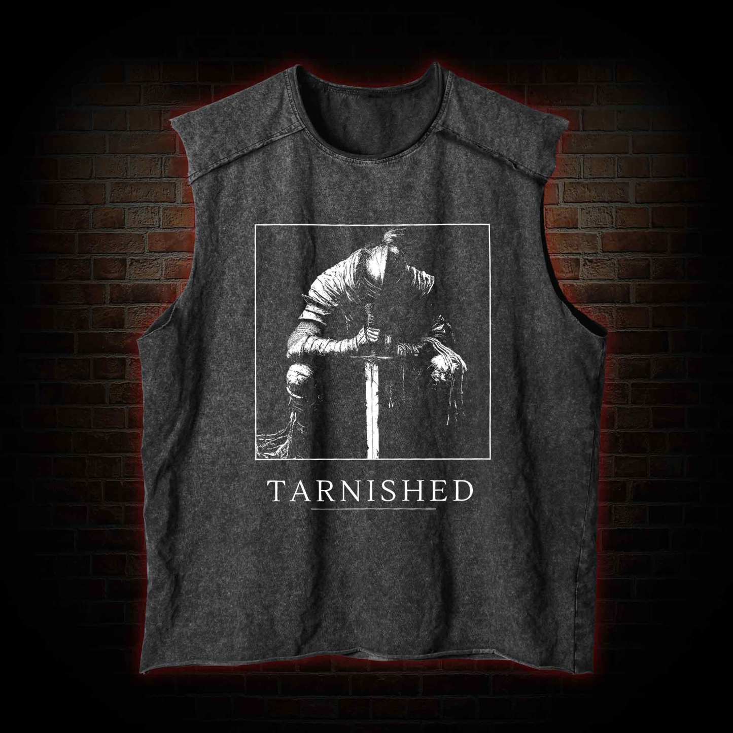 Dark Knight With Sword Washed Tank Top