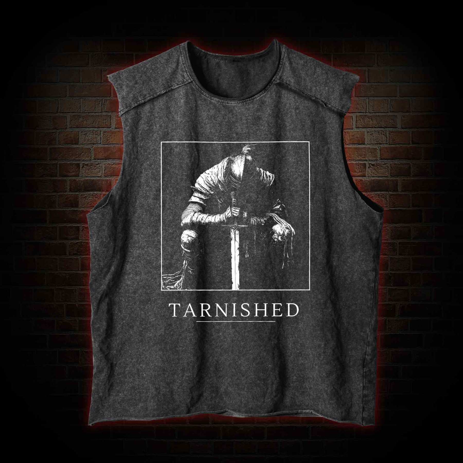 Dark Knight With Sword Washed Tank Top