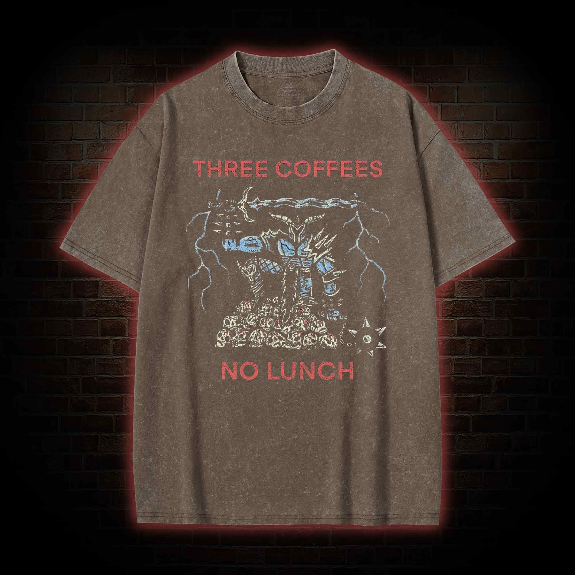 Three Coffees No Lunch Washed T-shirt