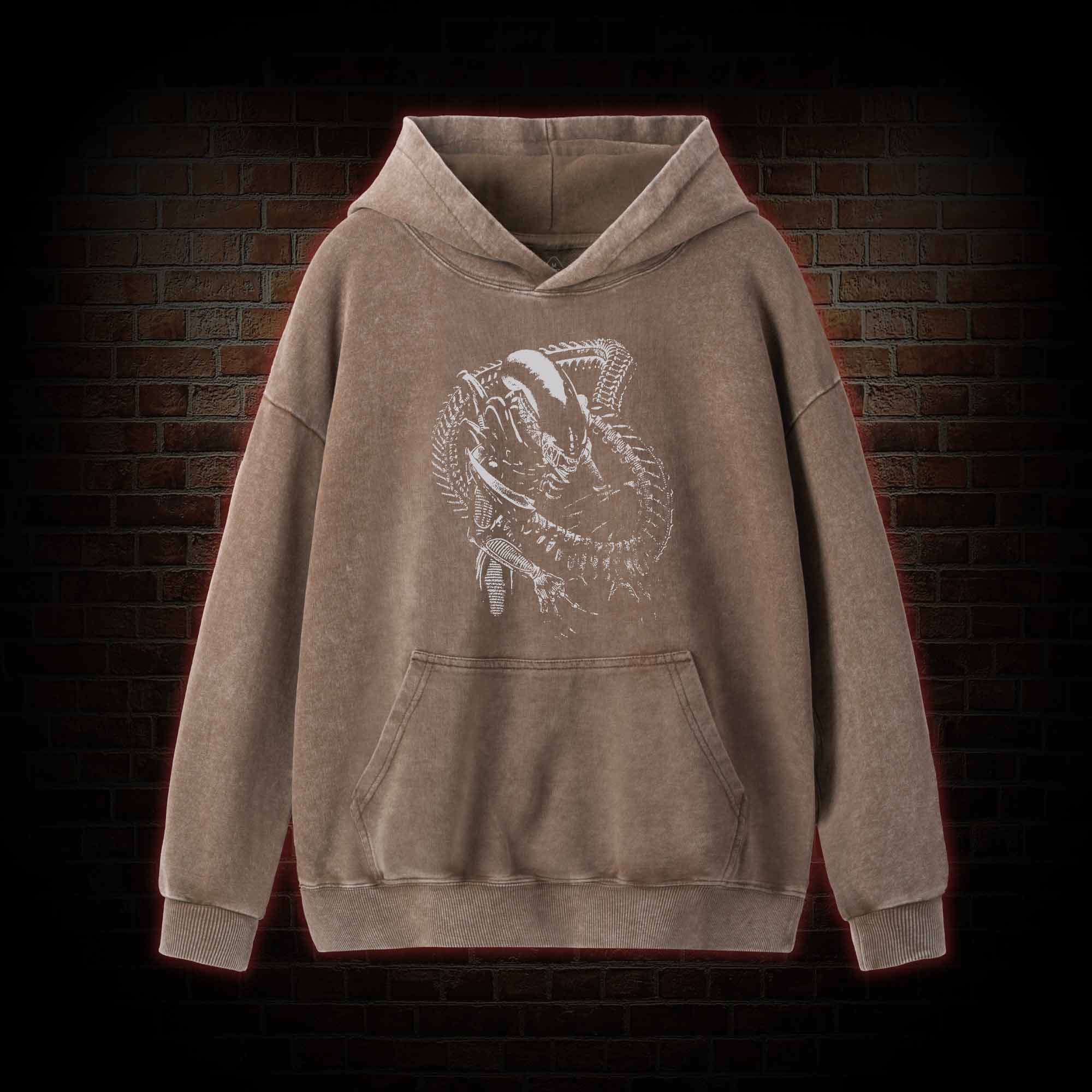 Alien Inspired Horror Washed Hoodie