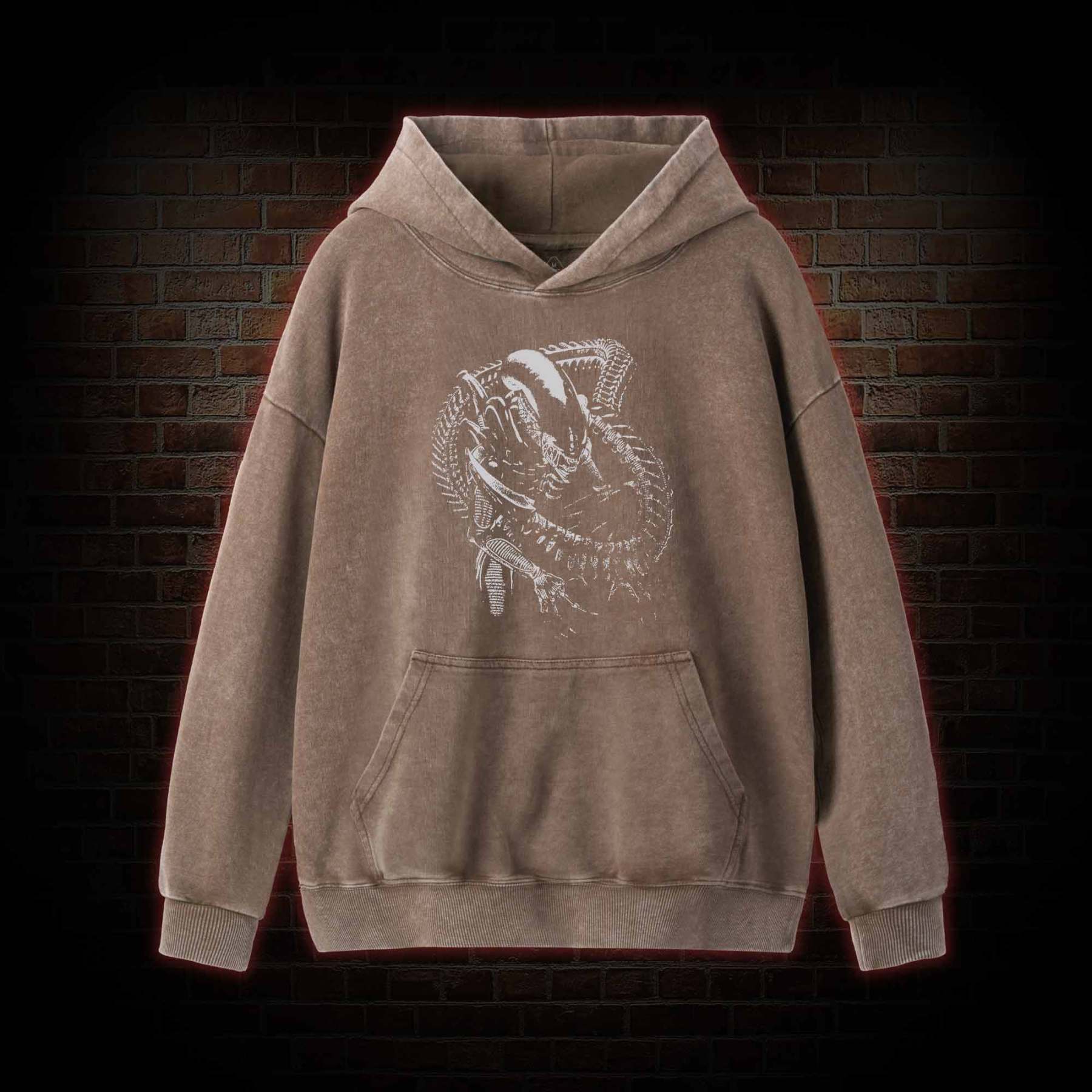 Alien Inspired Horror Washed Hoodie