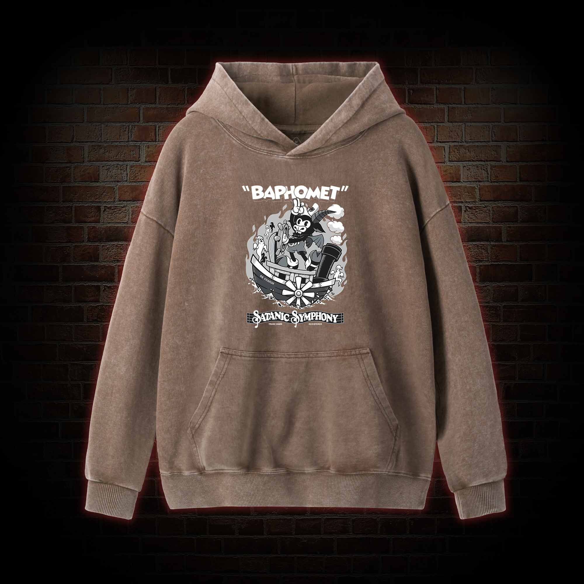Satanic Symphony Baphomet Washed Hoodie