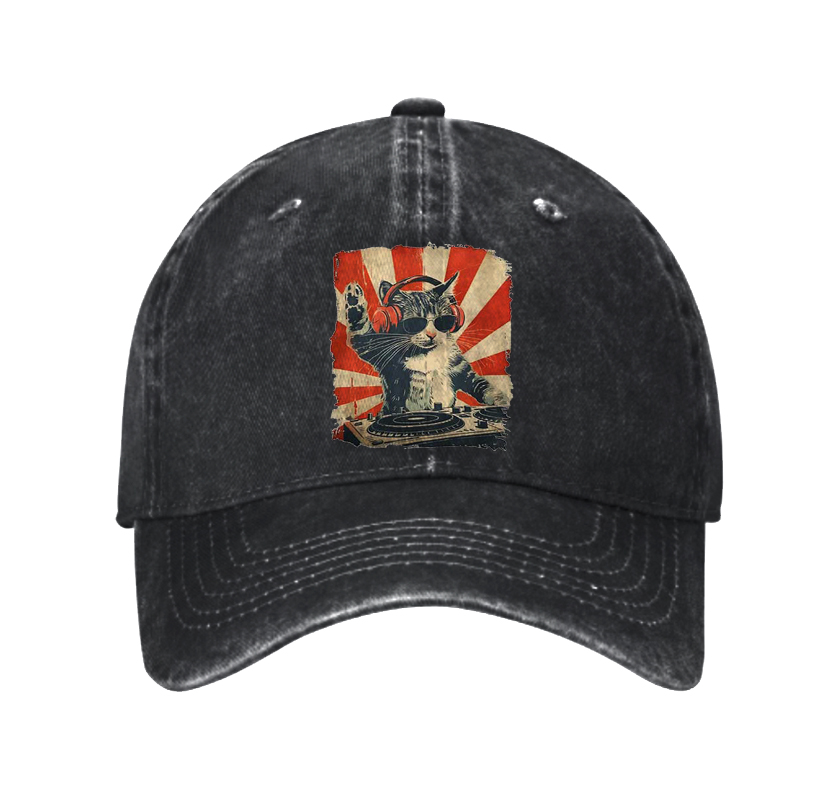 Dj Cat Washed Vintage Baseball Cap