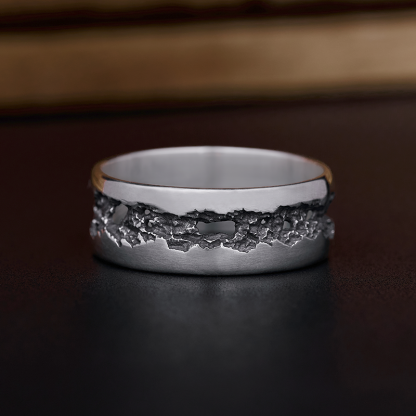 Riven Sterling Silver Band Ring