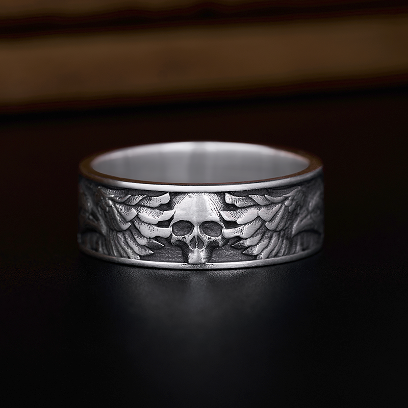 Skull AND Sterling Silver Band Ring