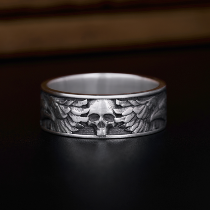 Skull AND Sterling Silver Band Ring