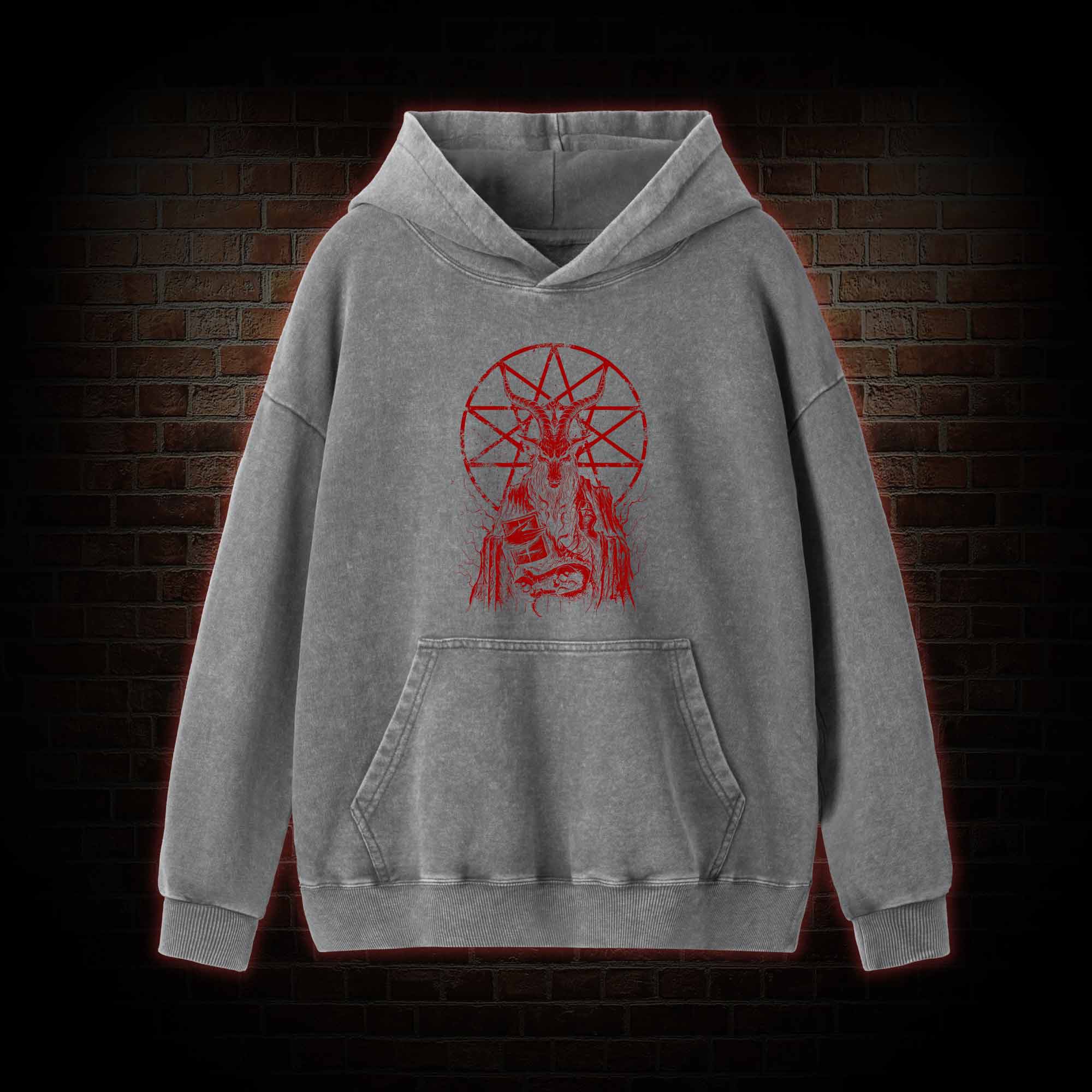Dark Devil Baphomet Washed Hoodie