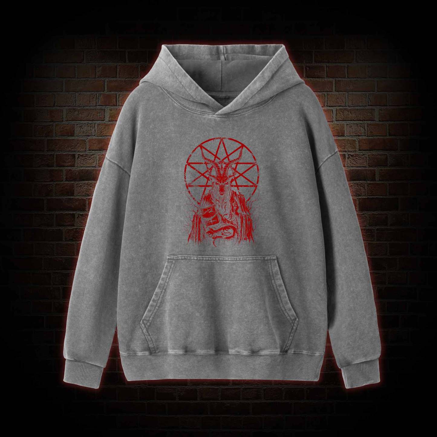 Dark Devil Baphomet Washed Hoodie
