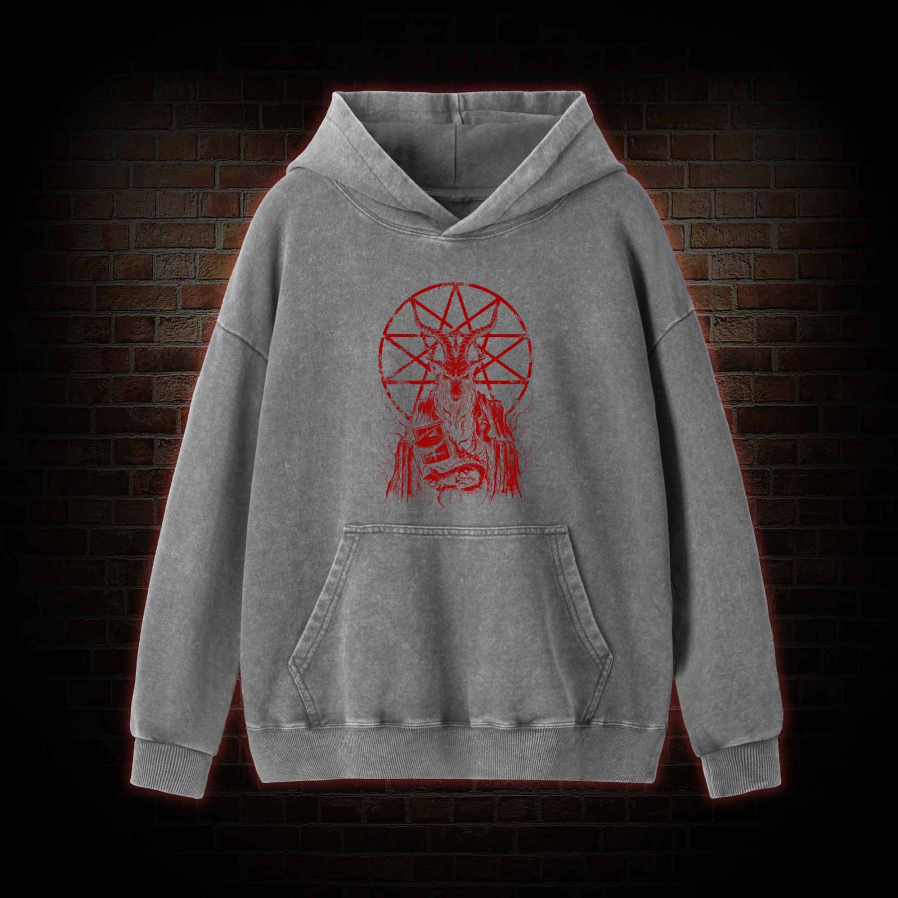 Dark Devil Baphomet Washed Hoodie