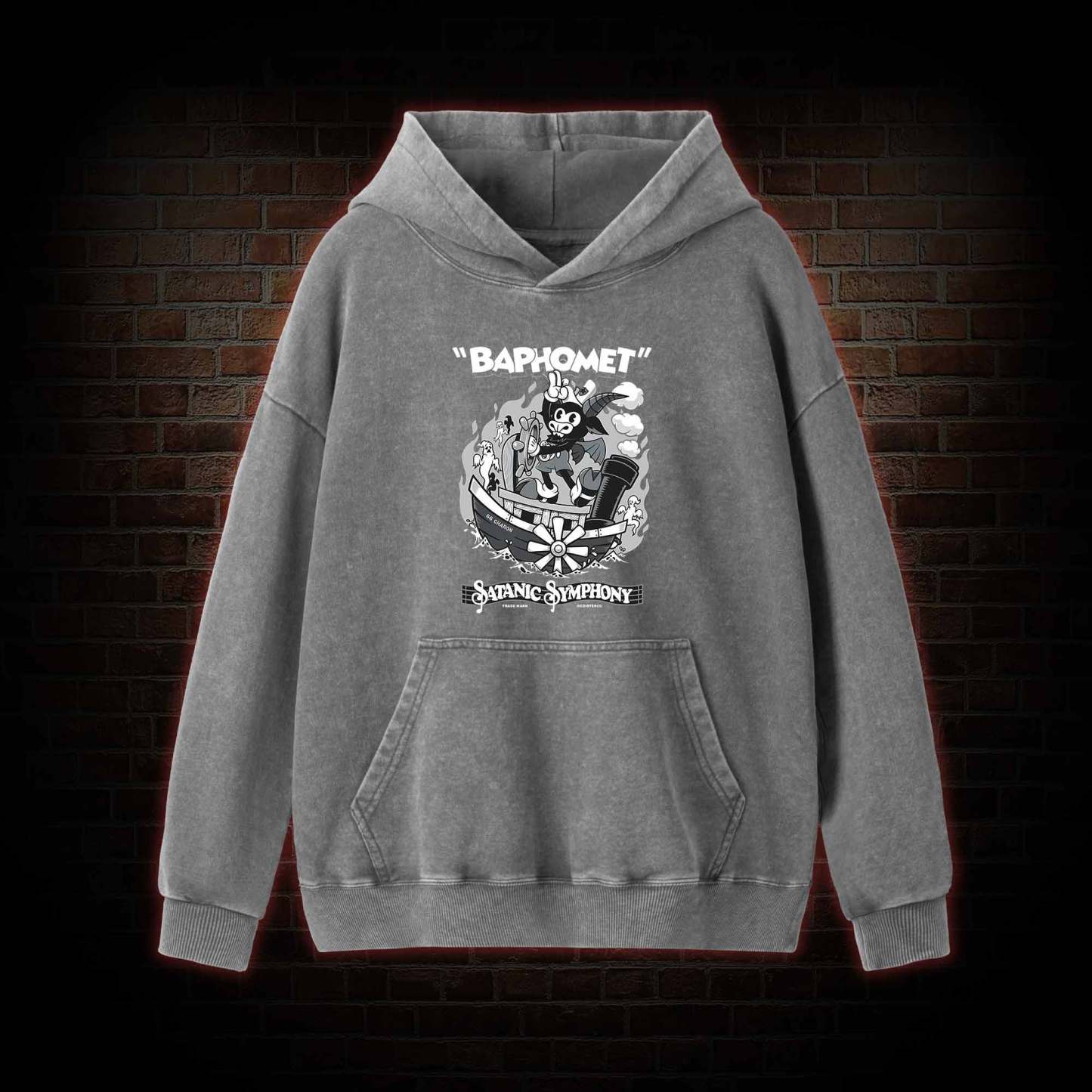 Satanic Symphony Baphomet Washed Hoodie
