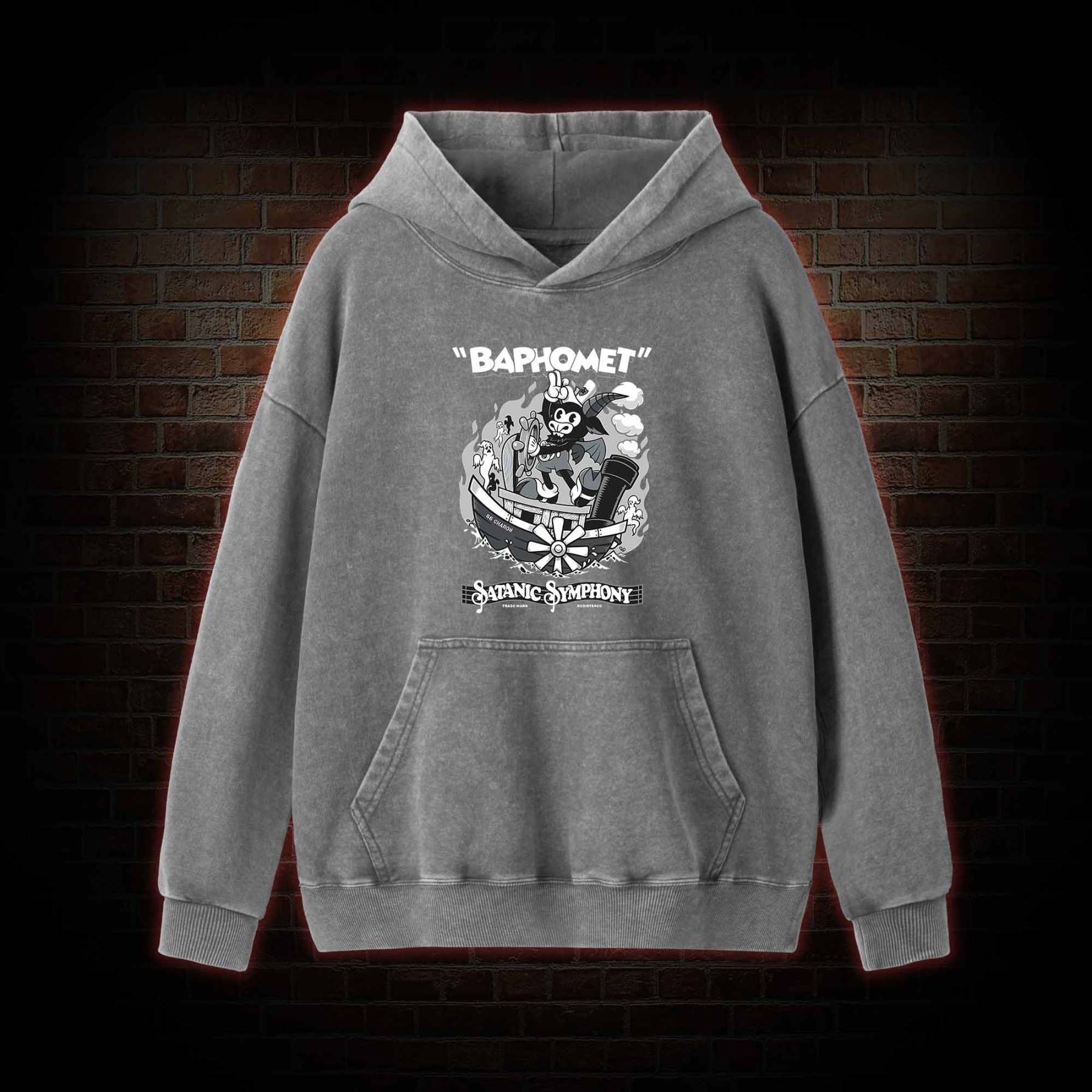 Satanic Symphony Baphomet Washed Hoodie
