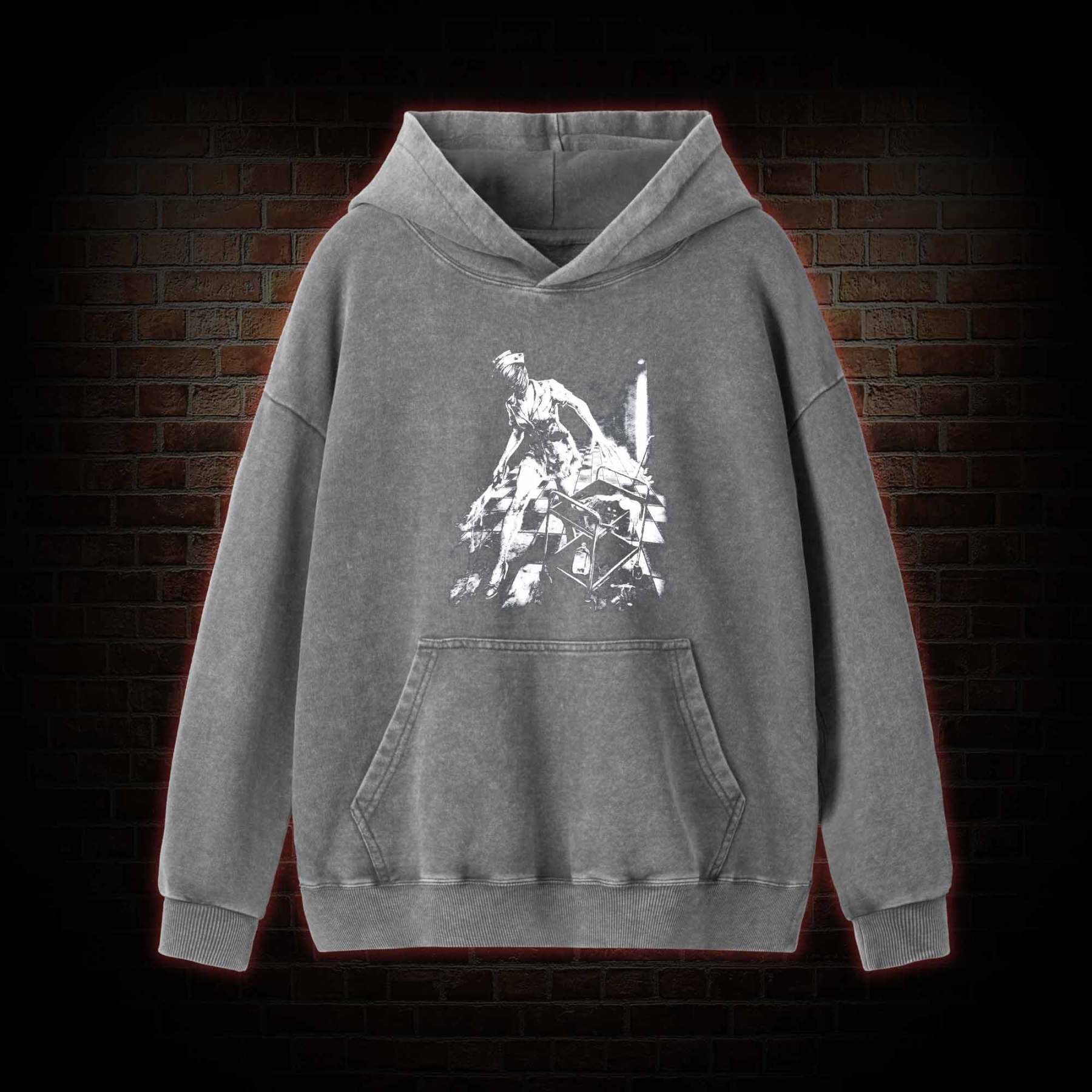 Retro Hello Nurse Washed Hoodie